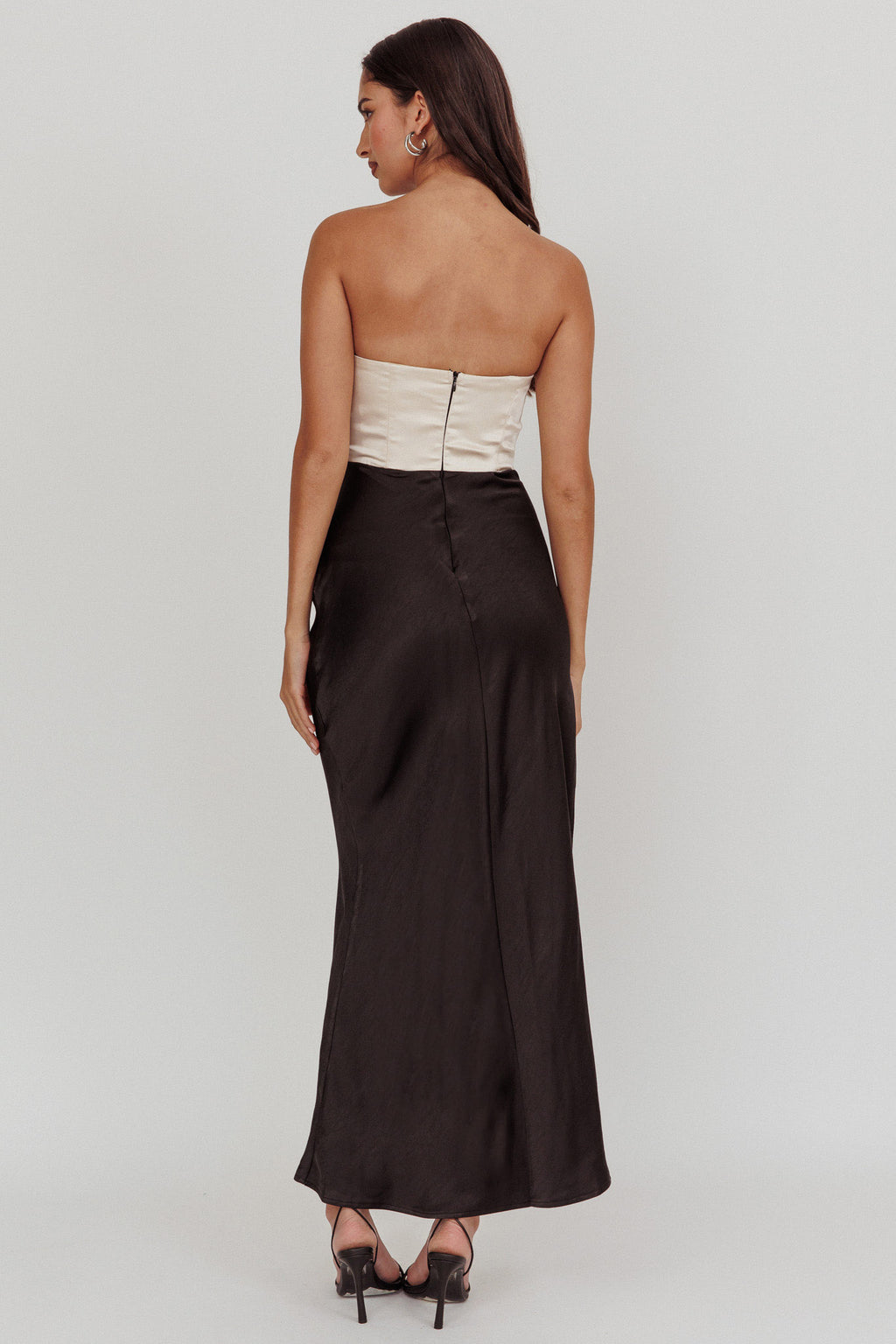 Kamillia Strapless Split Maxi Dress Black by Selfie Leslie Australia