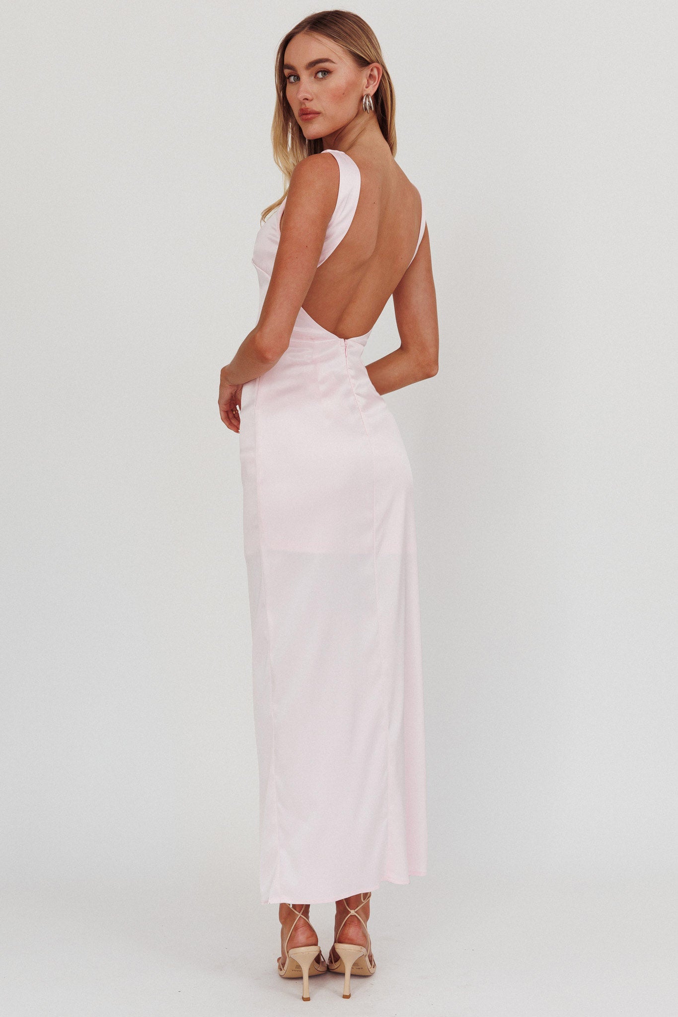 Kamillia Boat Neck Split Maxi Dress Ice Pink by Selfie Leslie Australia