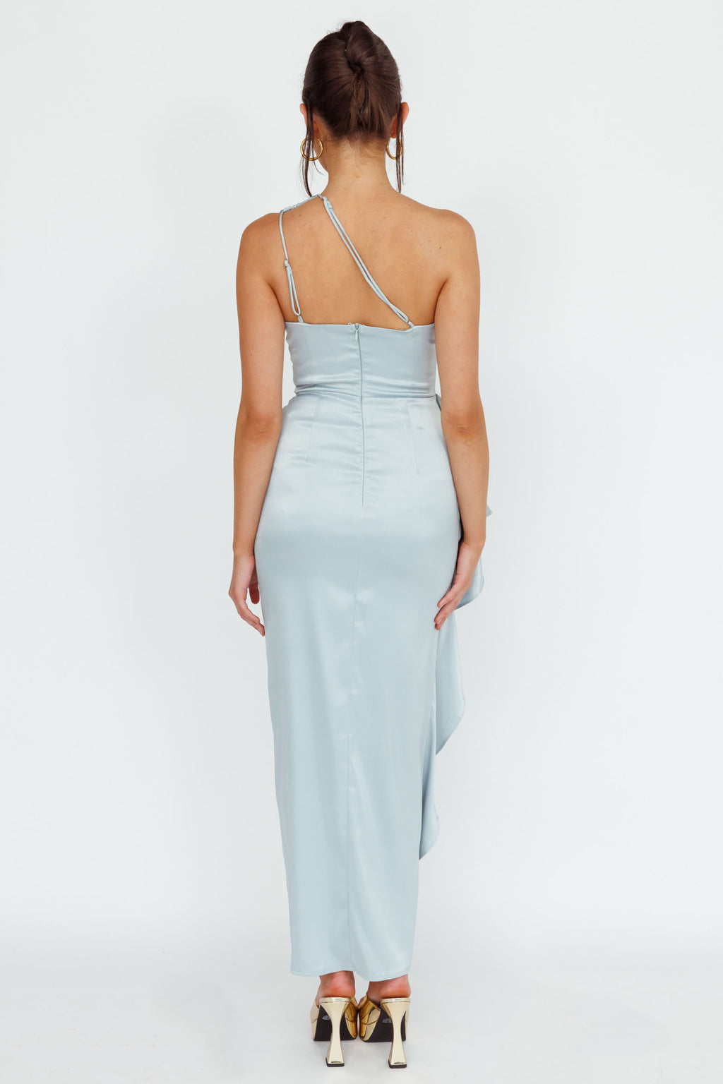 Kamillia One-Shoulder Split Midi Dress Pistachio by Selfie Leslie Australia