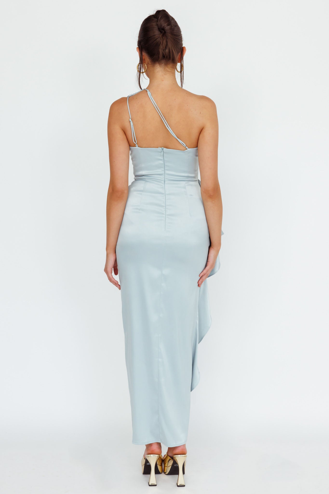 Kamillia One-Shoulder Split Midi Dress Pistachio by Selfie Leslie Australia