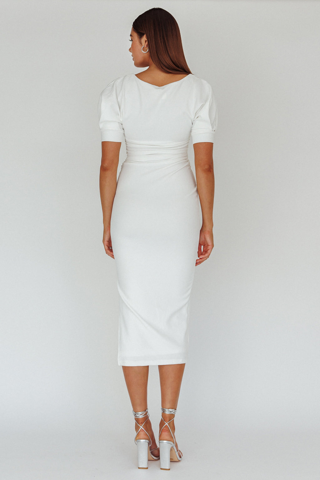 Valette Puff Sleeve Midi Dress White by Selfie Leslie Australia