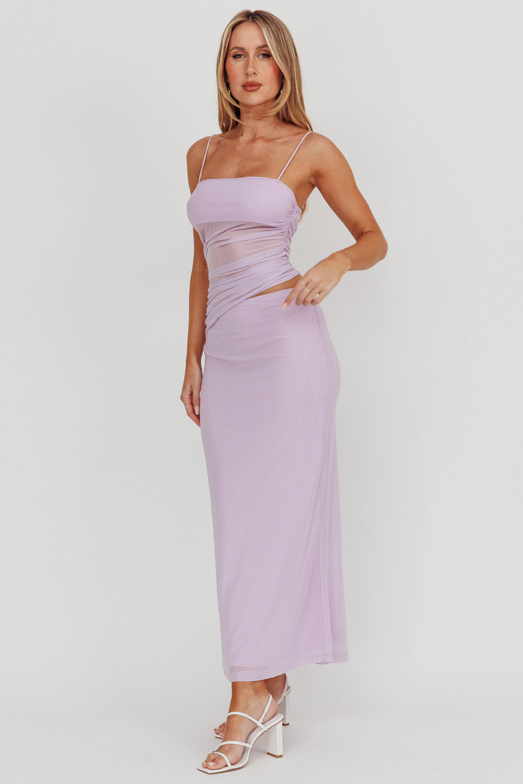 Lorely Gathered Bodice Maxi Dress Lilac by Selfie Leslie Australia