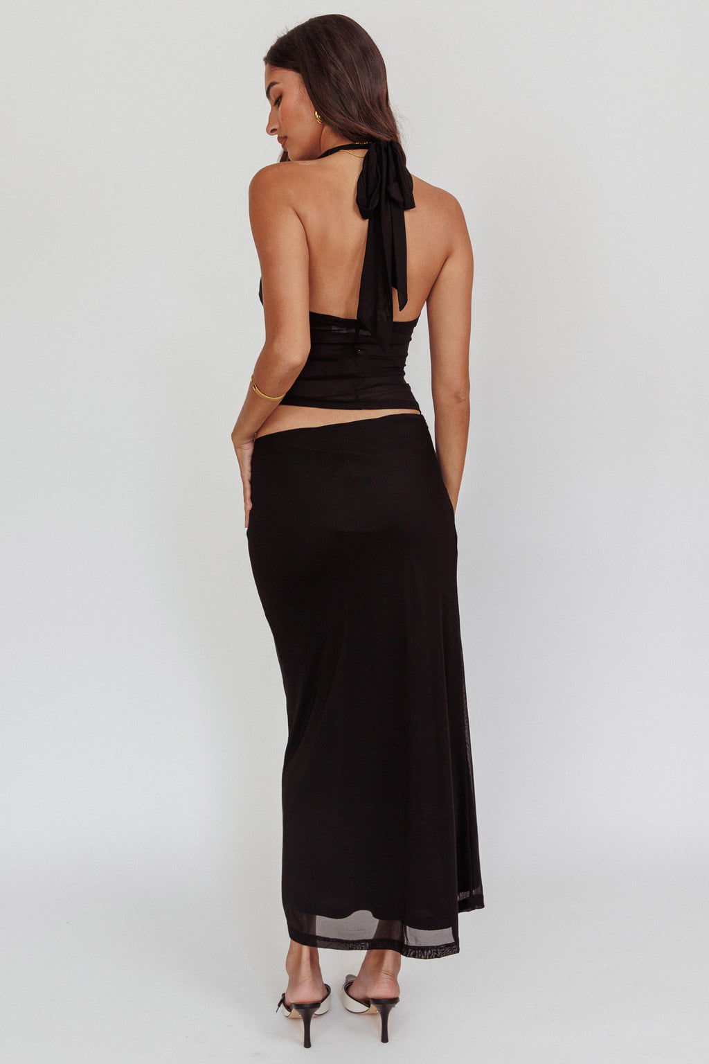 Lorely Mesh Maxi Skirt Black by Selfie Leslie Australia