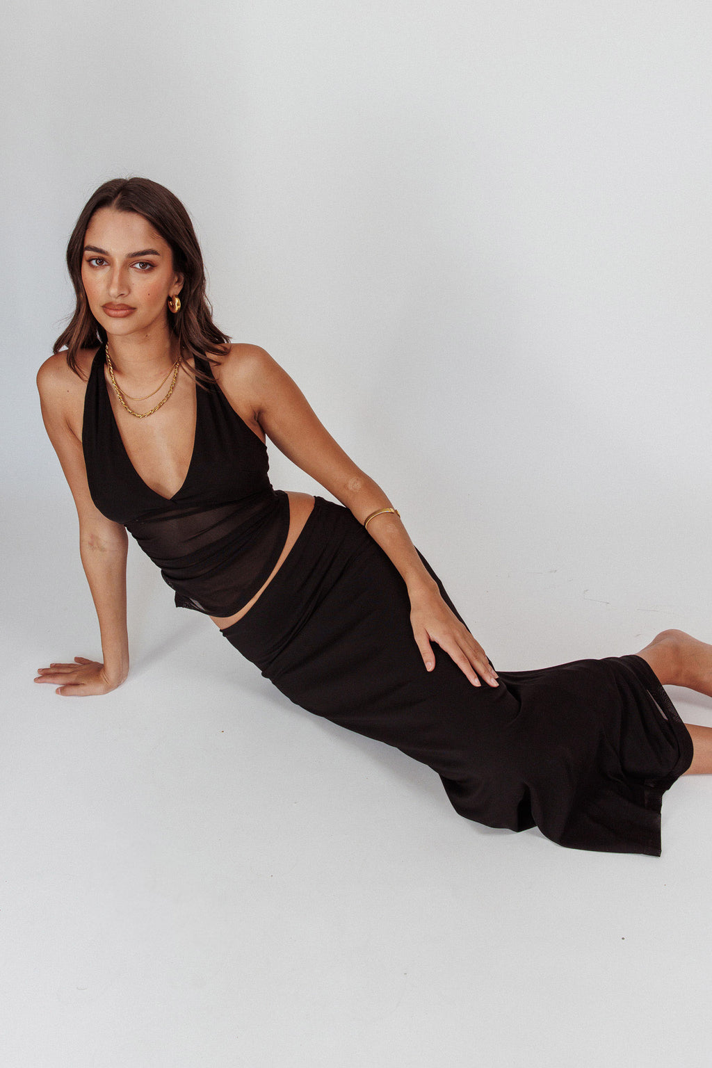 Lorely Mesh Maxi Skirt Black by Selfie Leslie Australia