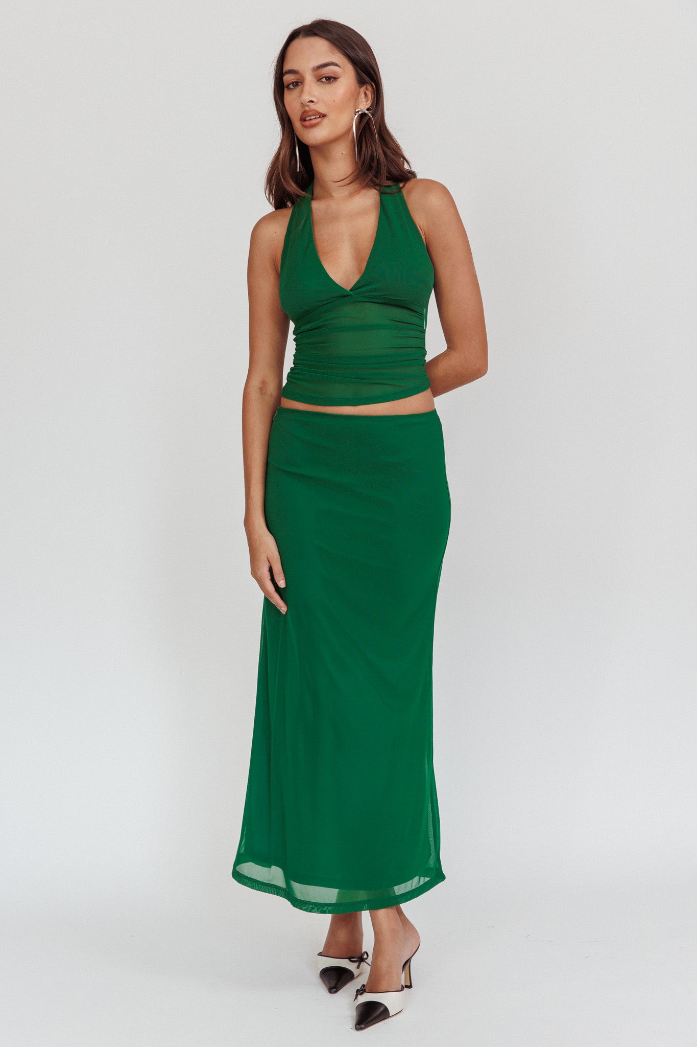 Lorely Mesh Maxi Skirt Forest Green by Selfie Leslie Australia