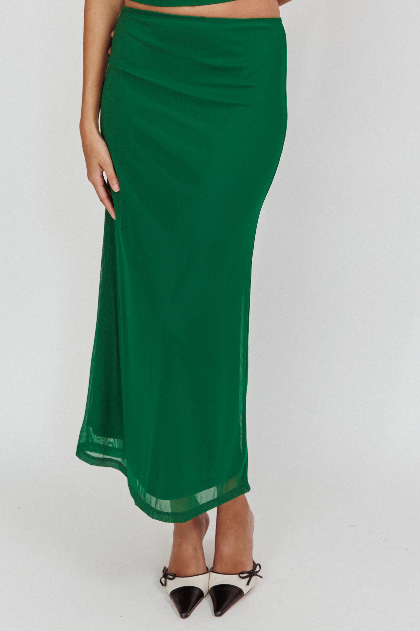 Lorely Mesh Maxi Skirt Forest Green by Selfie Leslie Australia