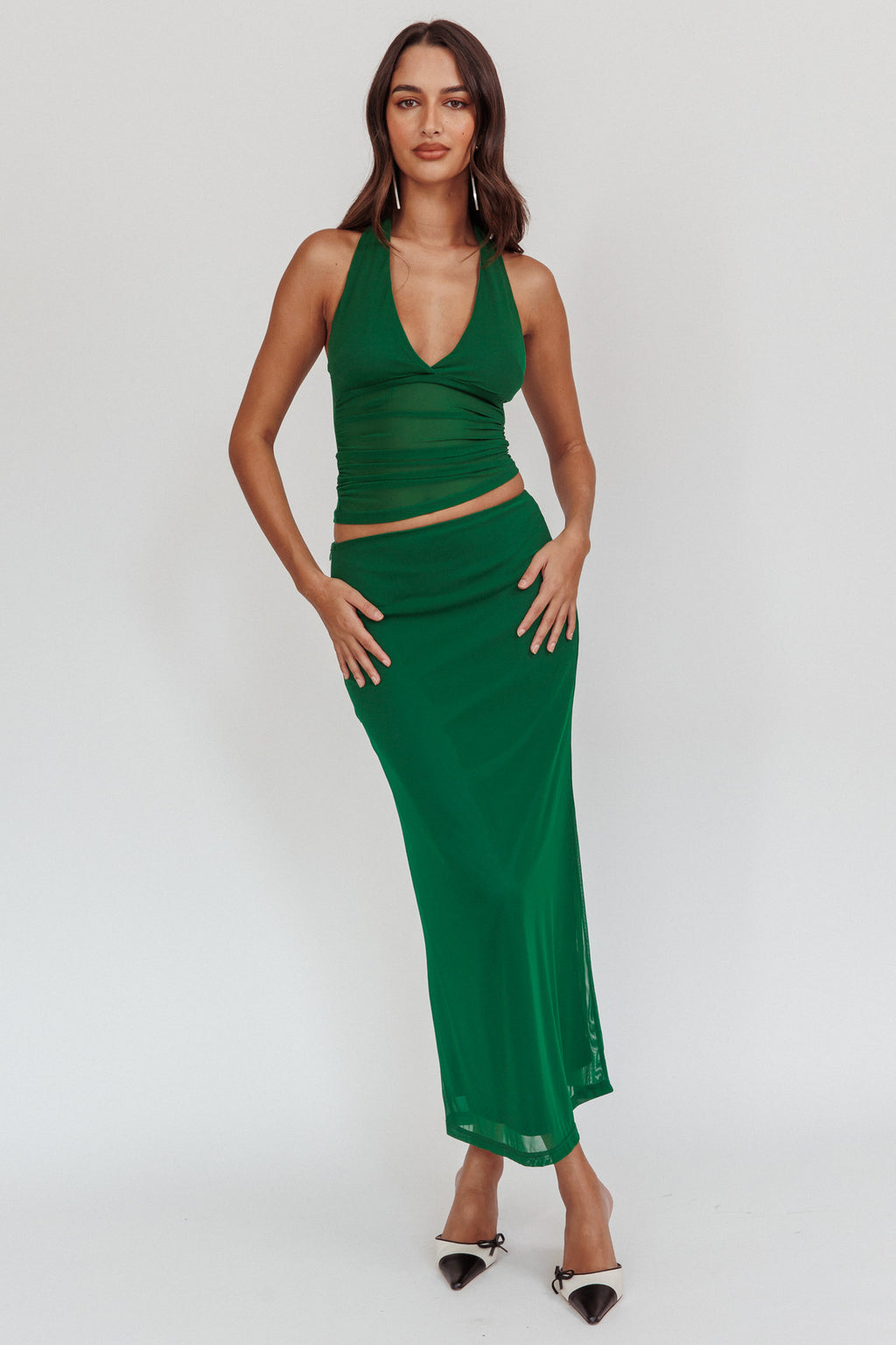 Lorely Mesh Maxi Skirt Forest Green by Selfie Leslie Australia