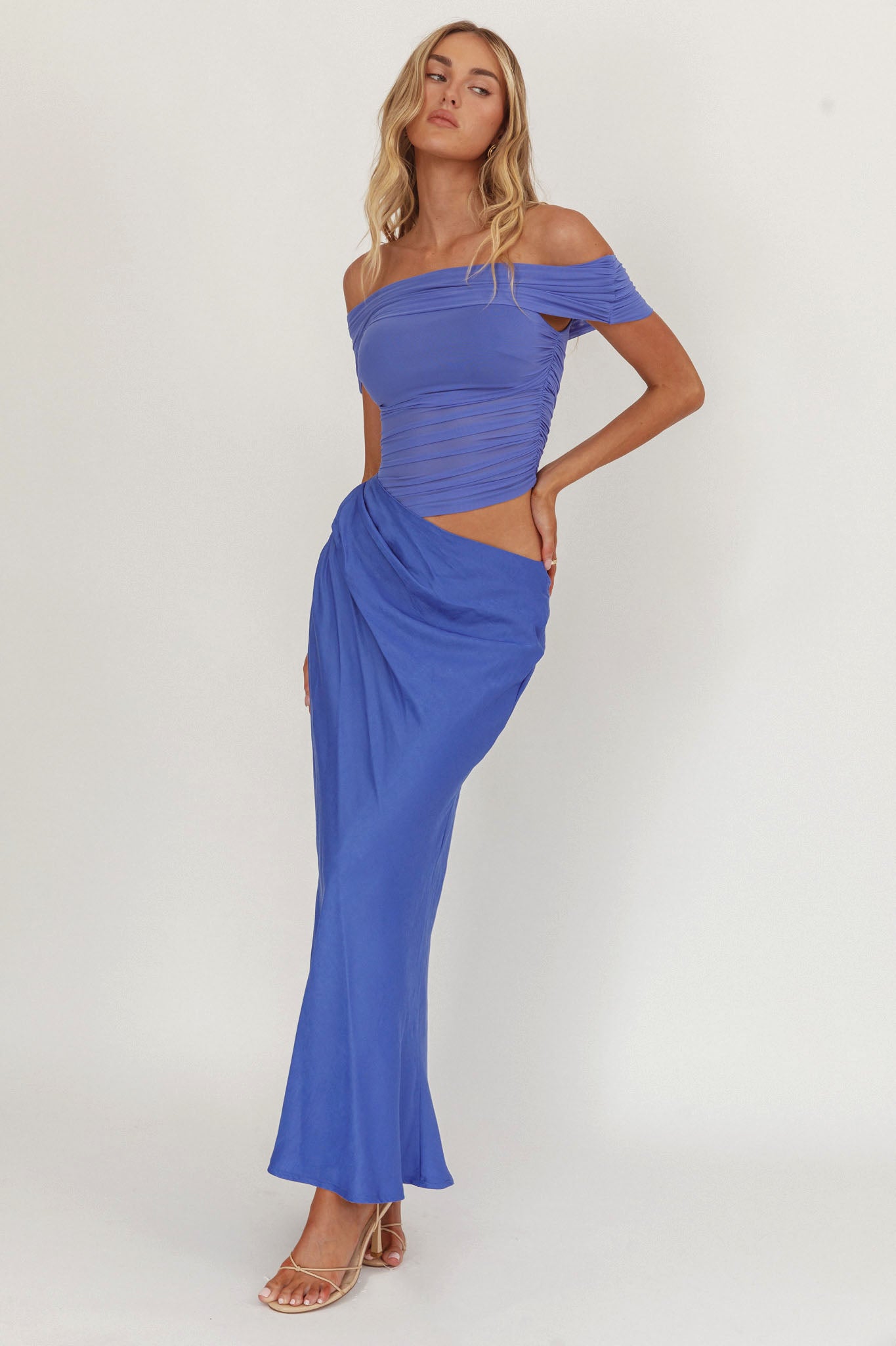 Lorely Off-Shoulder Midi Dress Ocean by Selfie Leslie Australia