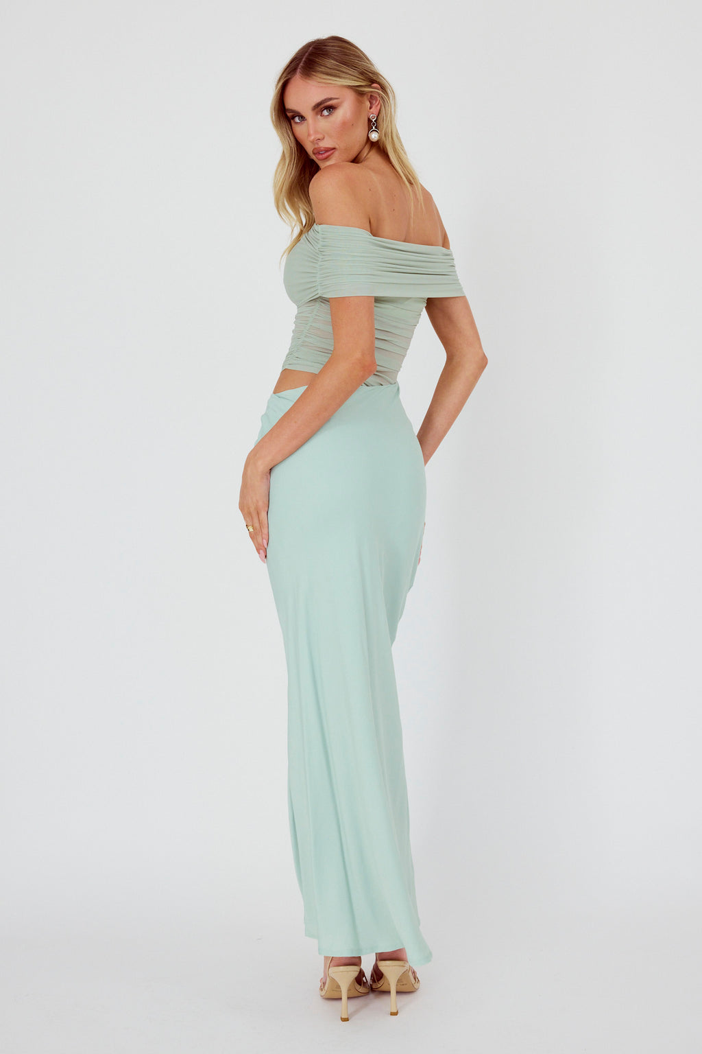 Lorely Off-Shoulder Midi Dress Sage by Selfie Leslie Australia