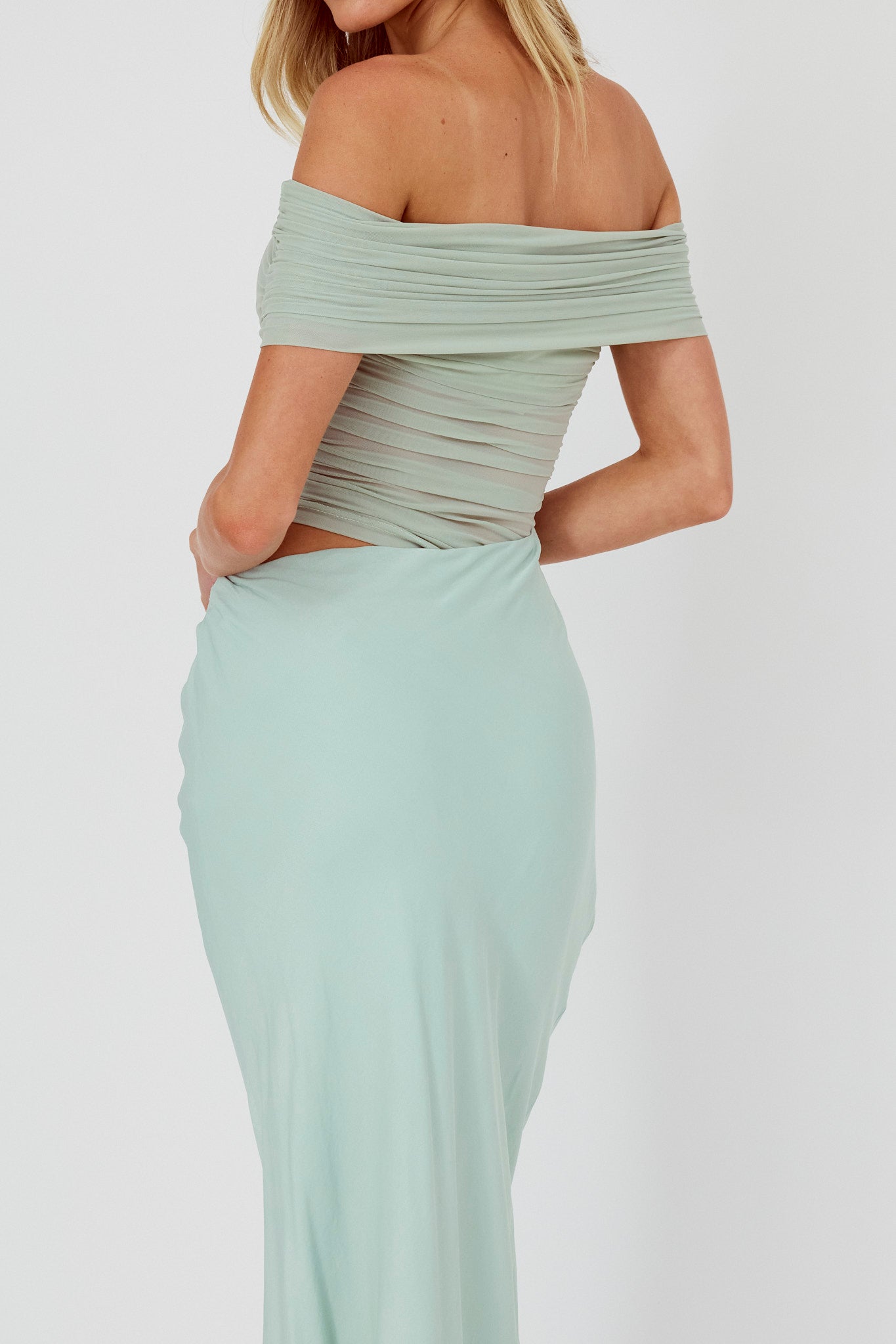 Lorely Off-Shoulder Midi Dress Sage by Selfie Leslie Australia