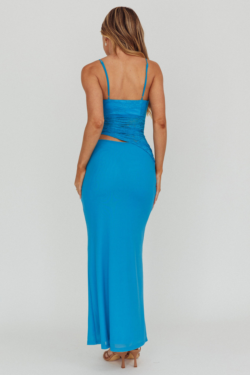 Lorely Lace Bodice Maxi Dress Blue by Selfie Leslie Australia