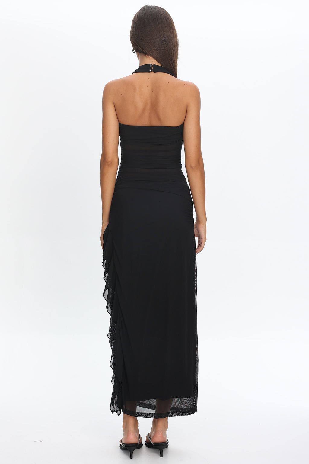 Lorely Halterneck Mesh Maxi Dress Black by Selfie Leslie Australia