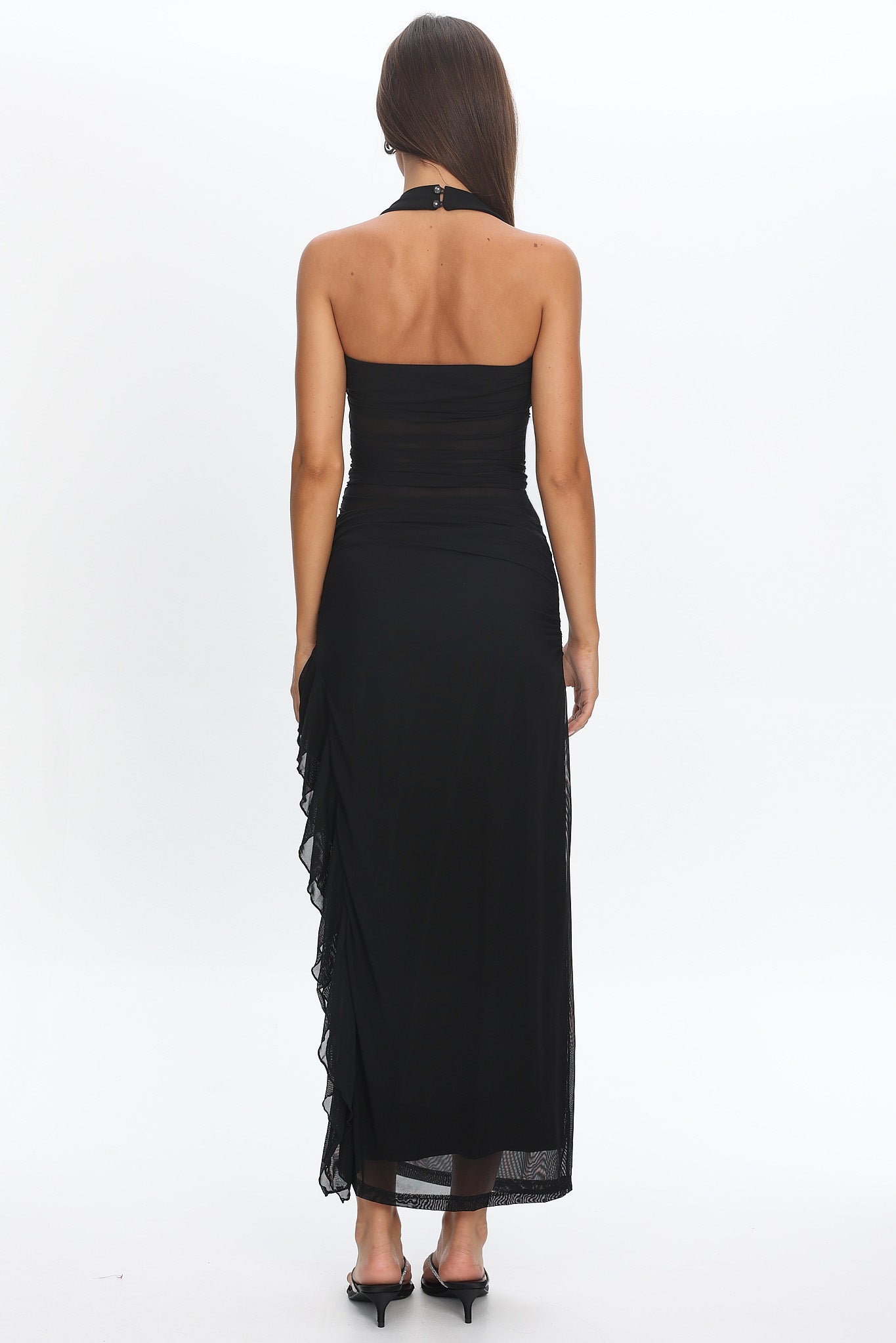 Lorely Halterneck Mesh Maxi Dress Black by Selfie Leslie Australia
