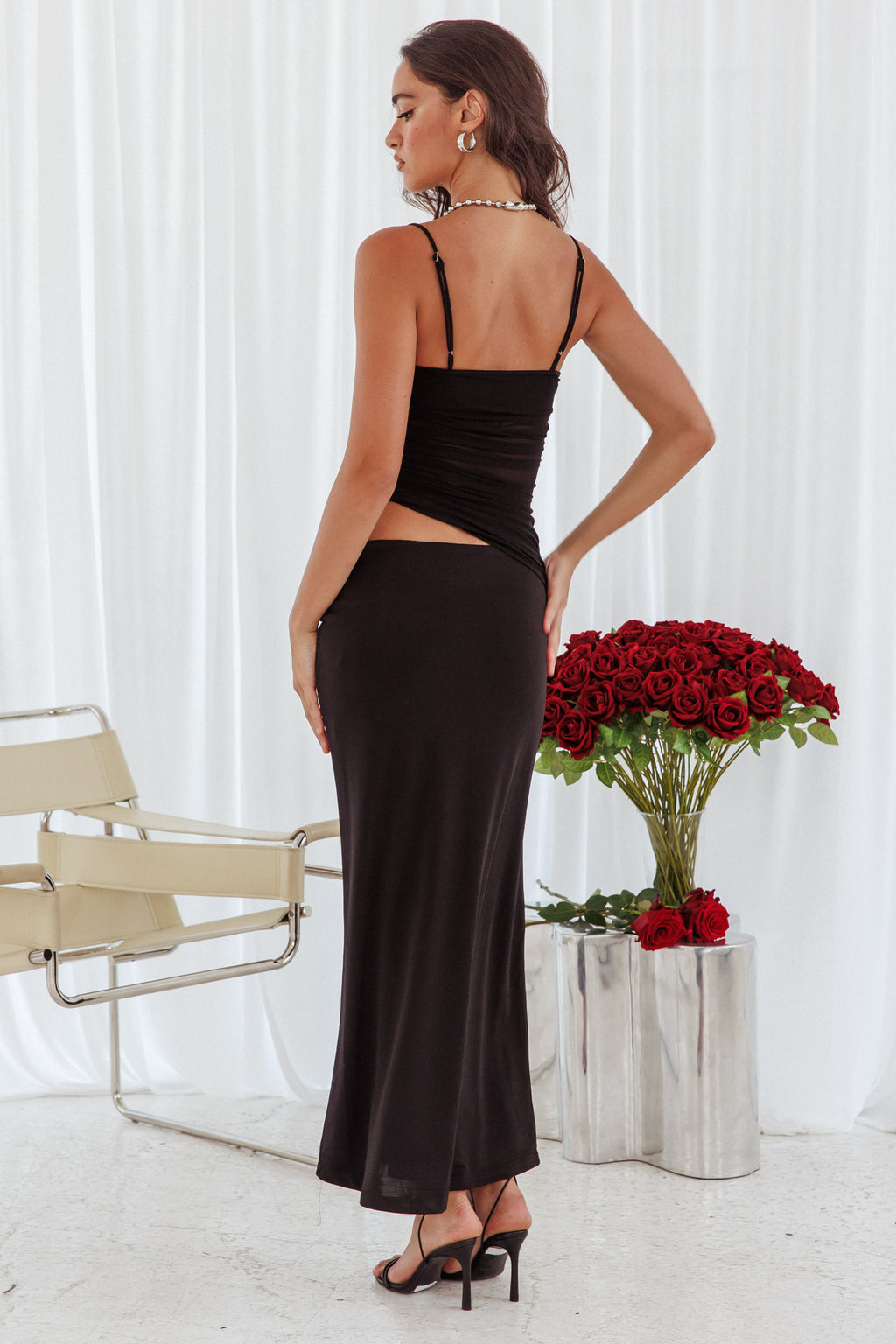 Lorely Ruched Bodice Midi Dress Black by Selfie Leslie Australia