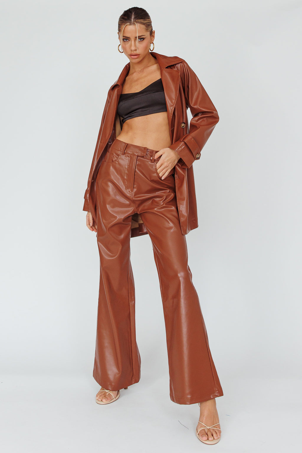 Coussin Faux Leather Pants Terracotta by Selfie Leslie Australia