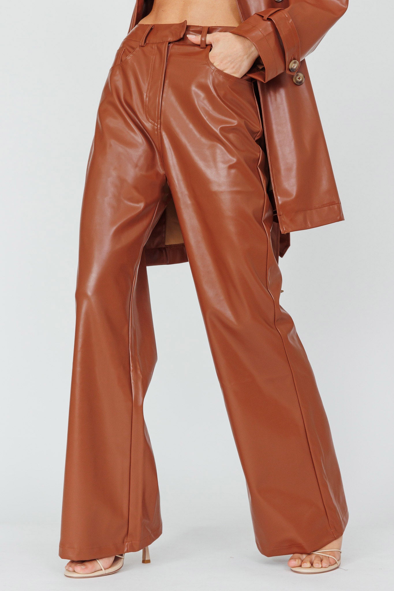 Coussin Faux Leather Pants Terracotta by Selfie Leslie Australia