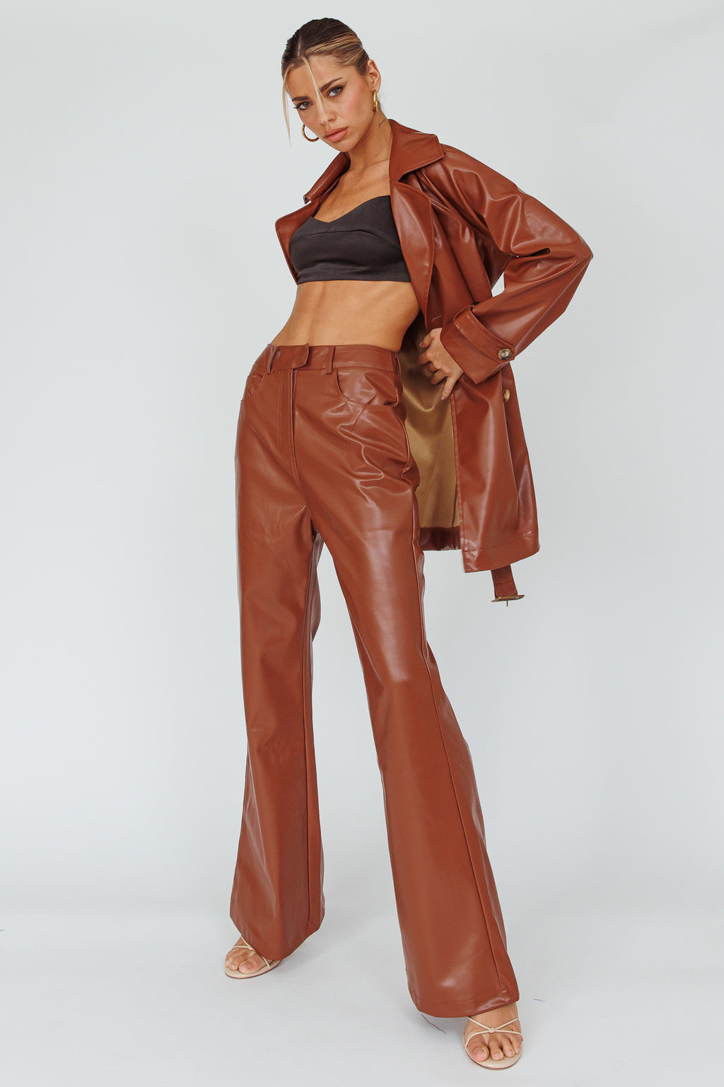 Coussin Faux Leather Pants Terracotta by Selfie Leslie Australia