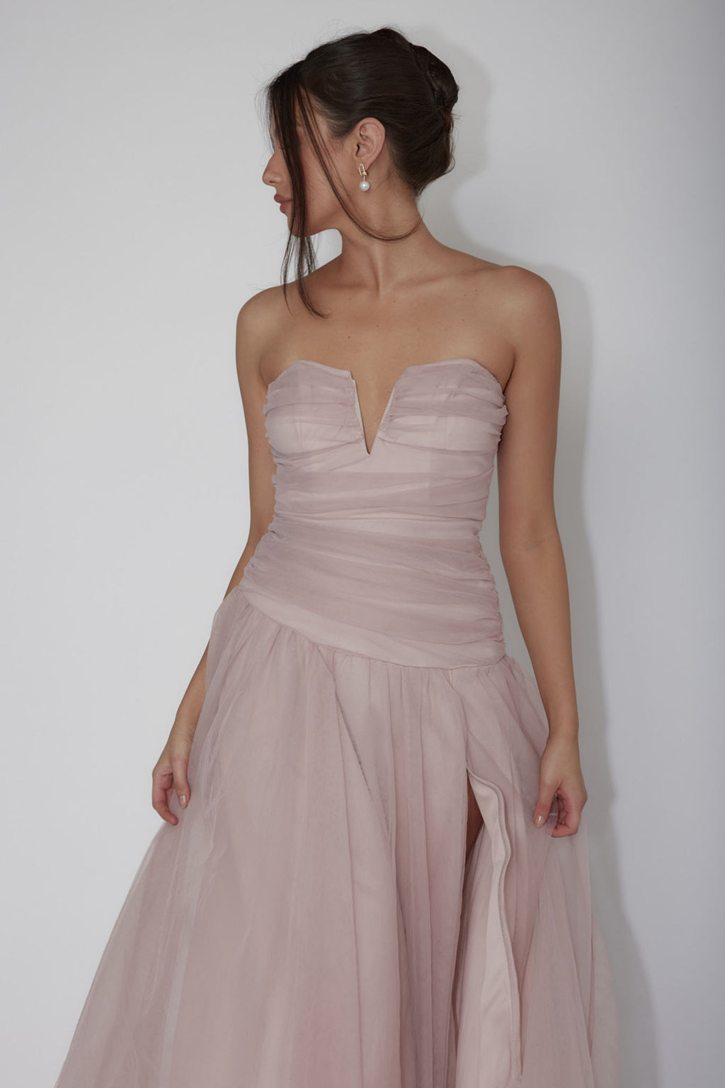 Daphnie Drop Waist Tulle Midi Dress Blush by Selfie Leslie Australia