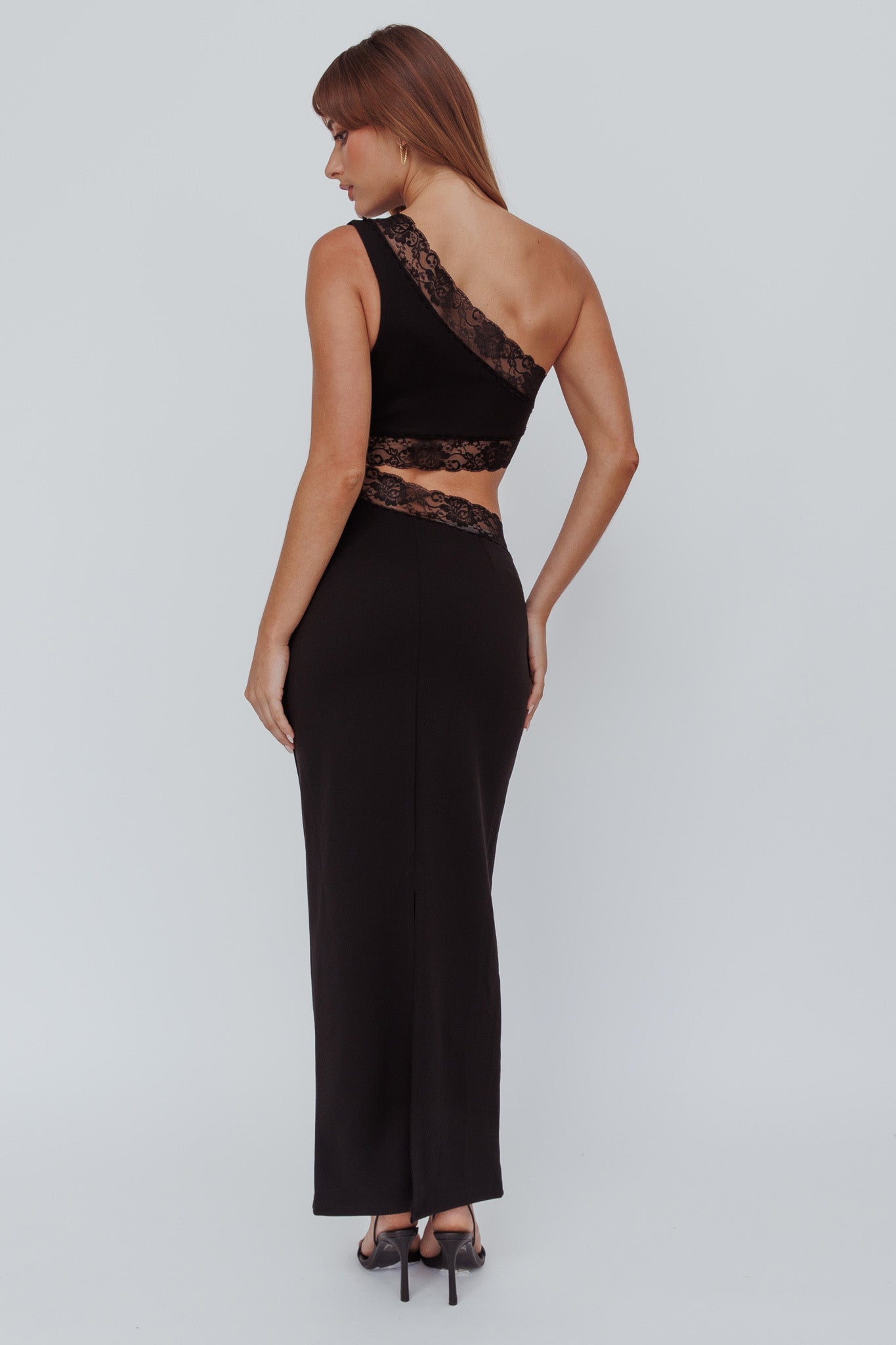 Mahli One-Shoulder Cut-Out Maxi Dress Black by Selfie Leslie Australia