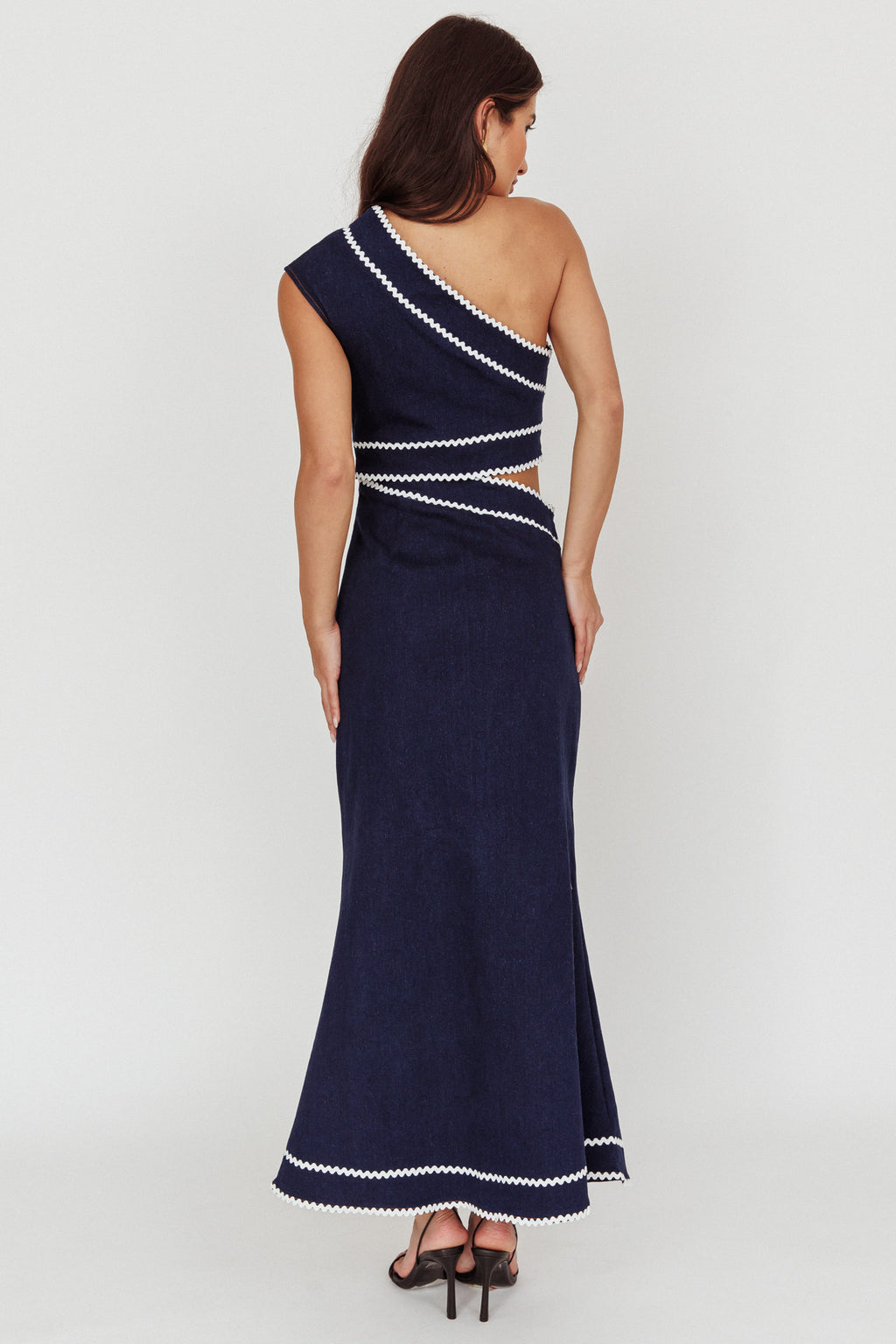 Mahli One-Shoulder Cut-Out Maxi Dress Dark Denim by Selfie Leslie Australia