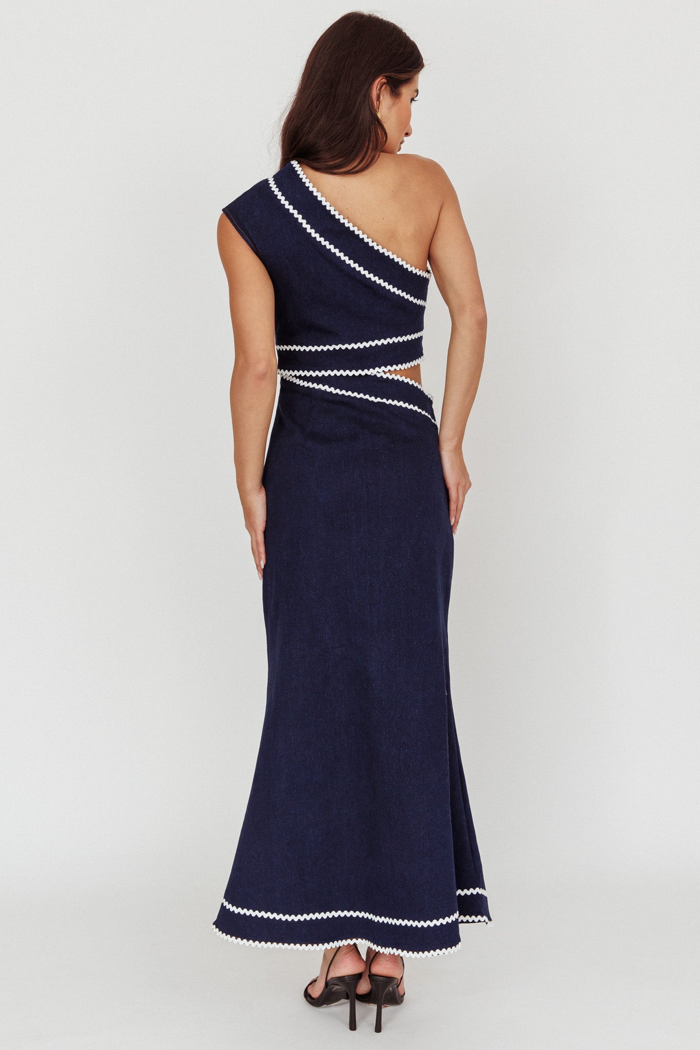 Mahli One-Shoulder Cut-Out Maxi Dress Dark Denim by Selfie Leslie Australia