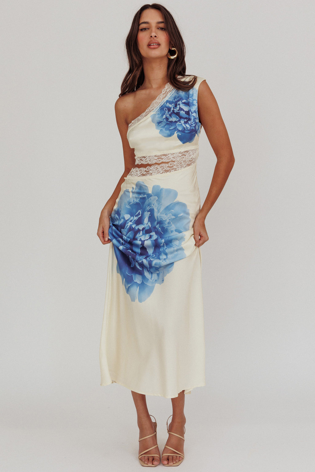 Mahli One-Shoulder Cut-Out Maxi Dress Ivory by Selfie Leslie Australia