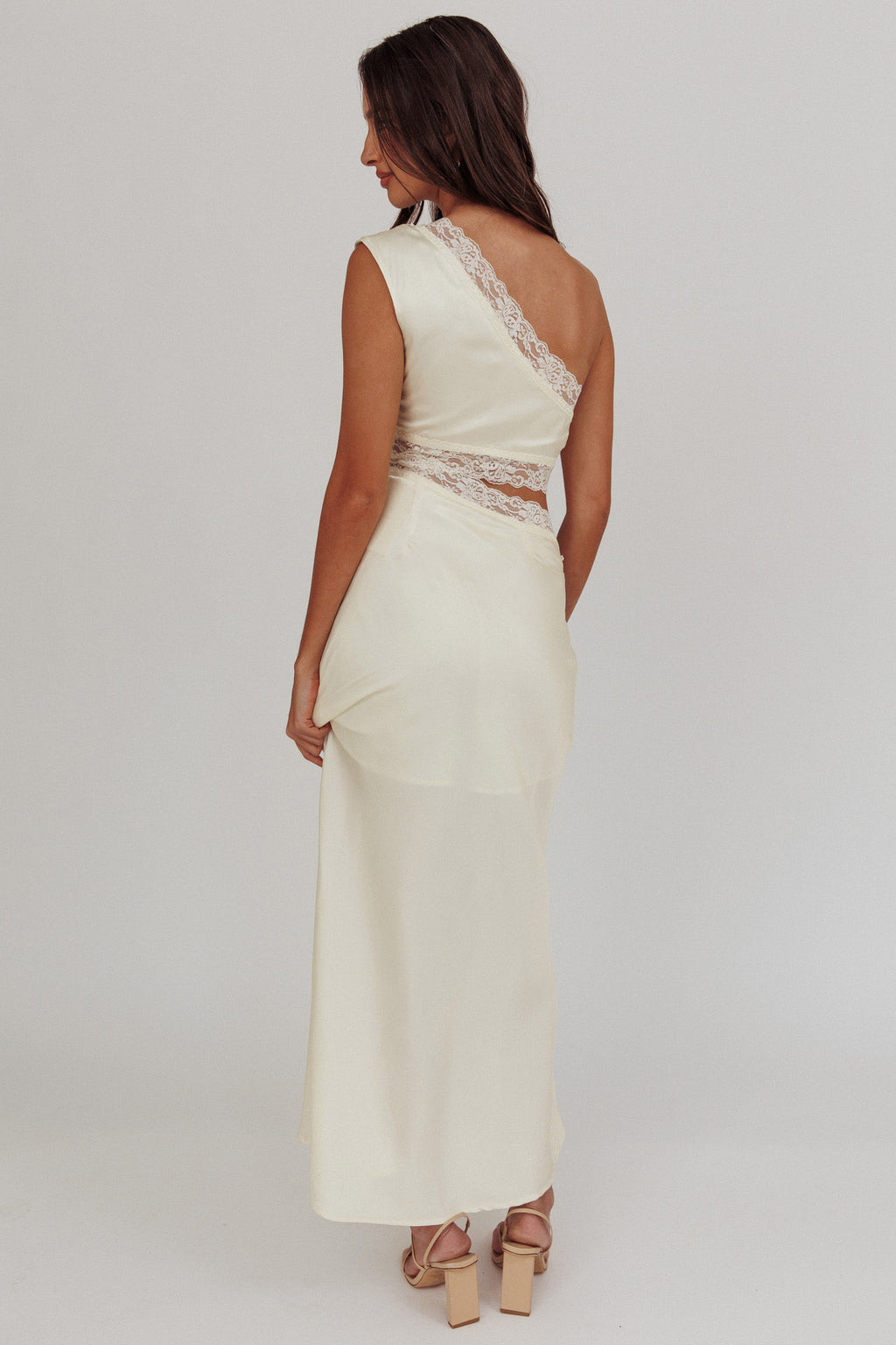 Mahli One-Shoulder Cut-Out Maxi Dress Ivory by Selfie Leslie Australia
