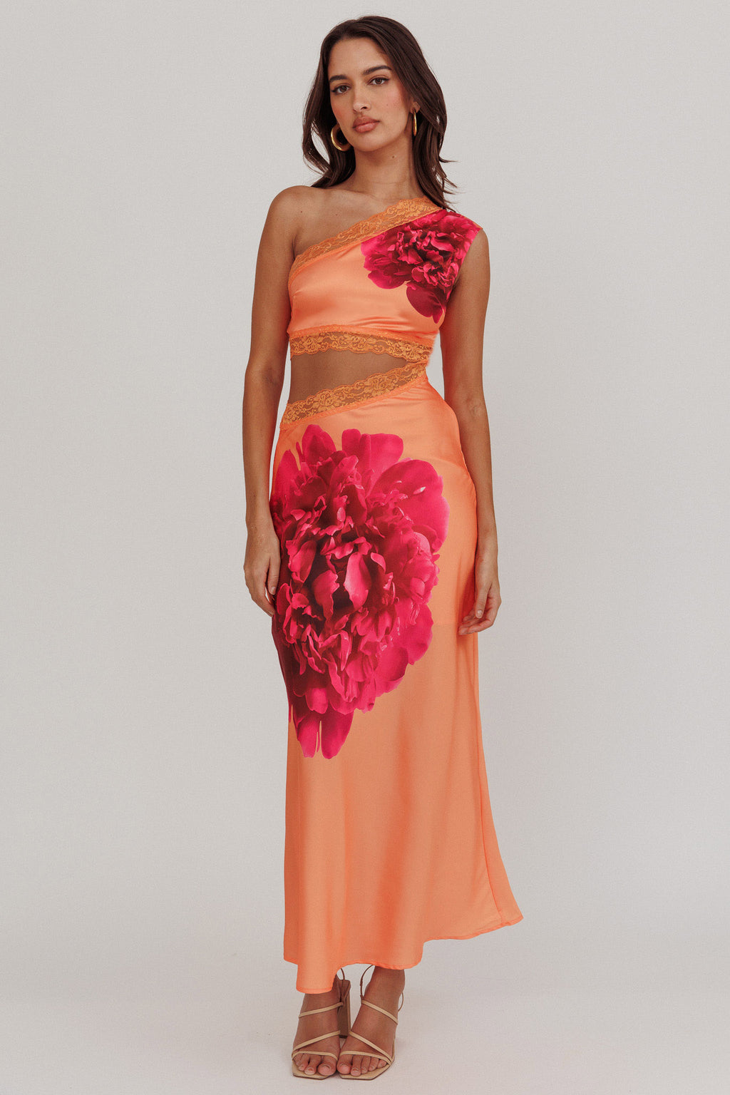 Mahli One-Shoulder Cut-Out Maxi Dress Orange by Selfie Leslie Australia