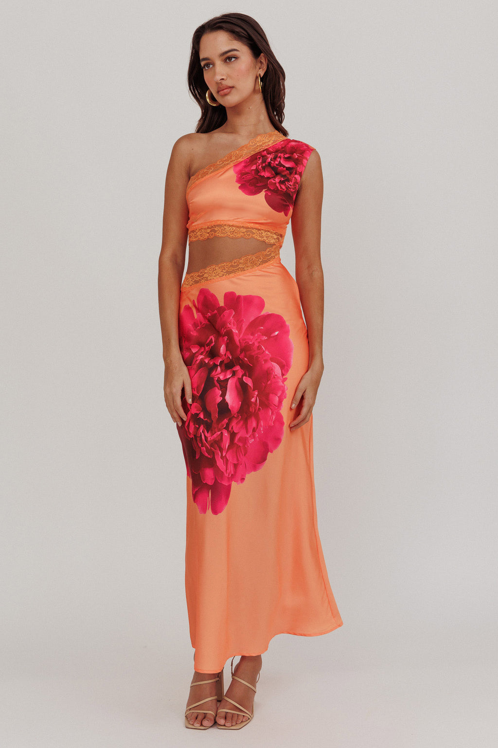Mahli One-Shoulder Cut-Out Maxi Dress Orange by Selfie Leslie Australia
