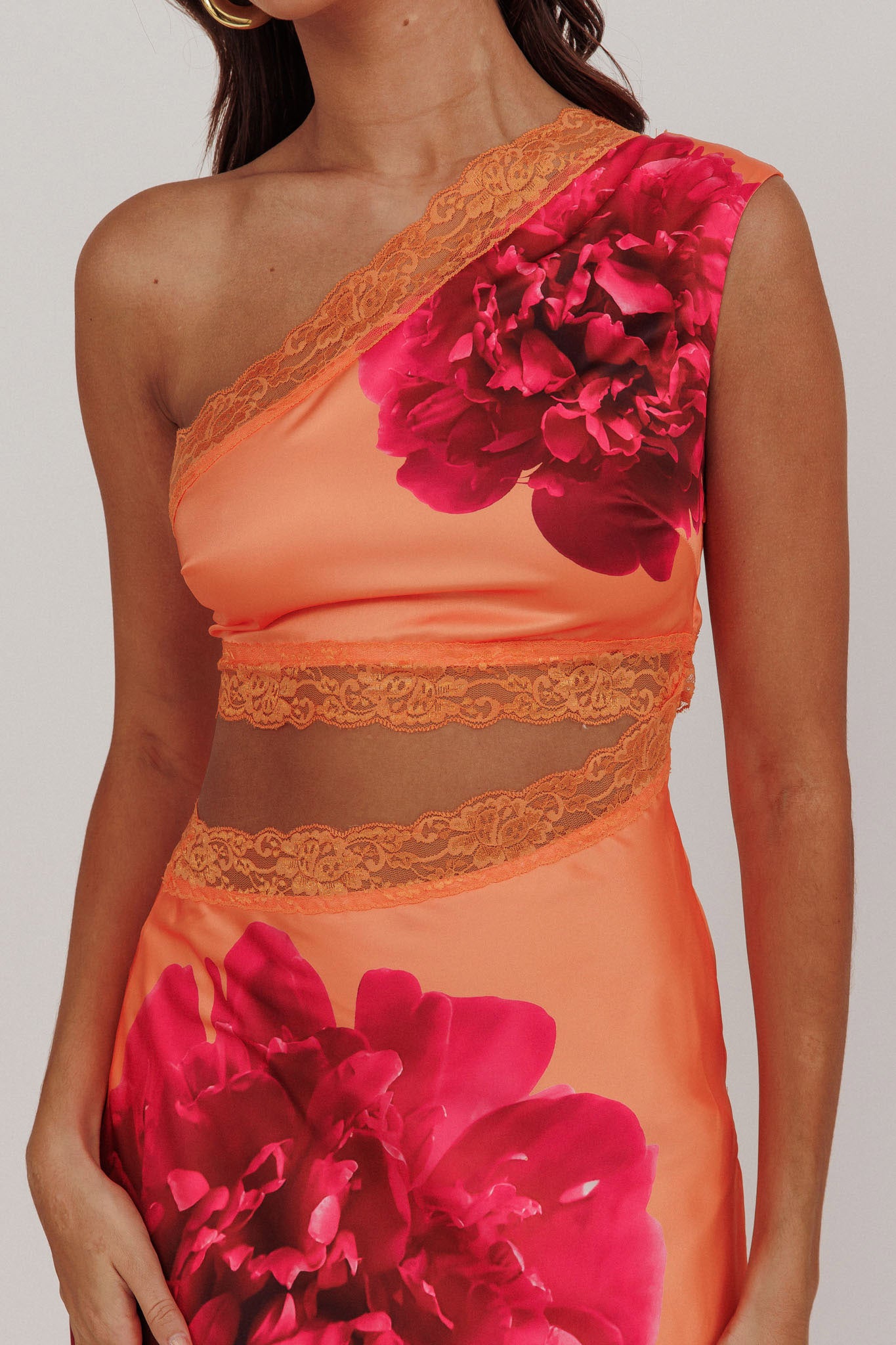 Mahli One-Shoulder Cut-Out Maxi Dress Orange by Selfie Leslie Australia