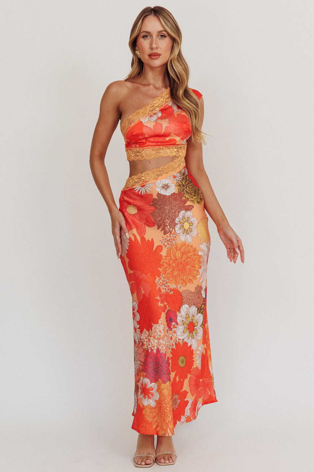 Mahli One-Shoulder Cut-Out Maxi Dress Floral by Selfie Leslie Australia