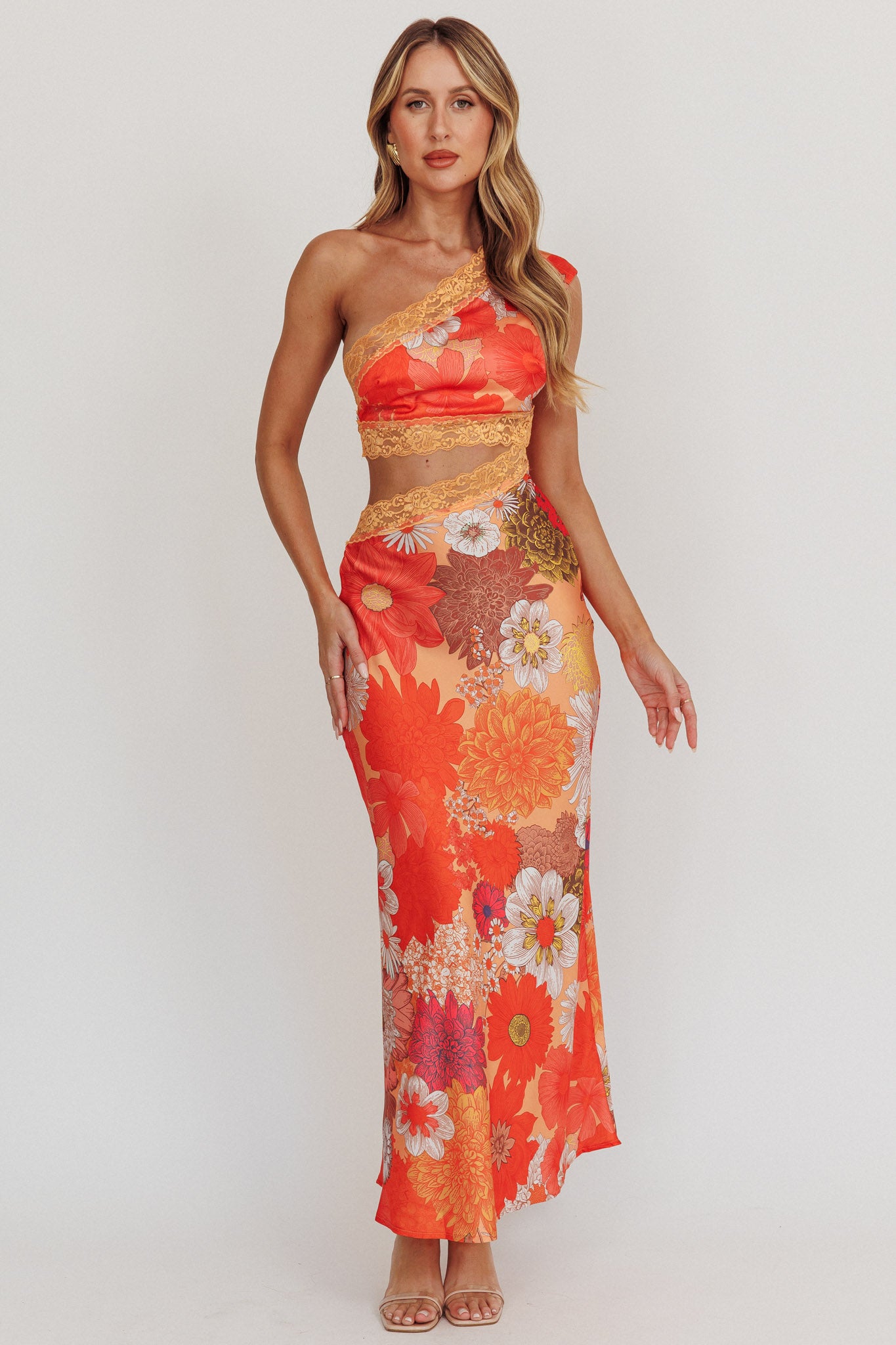 Mahli One-Shoulder Cut-Out Maxi Dress Floral by Selfie Leslie Australia