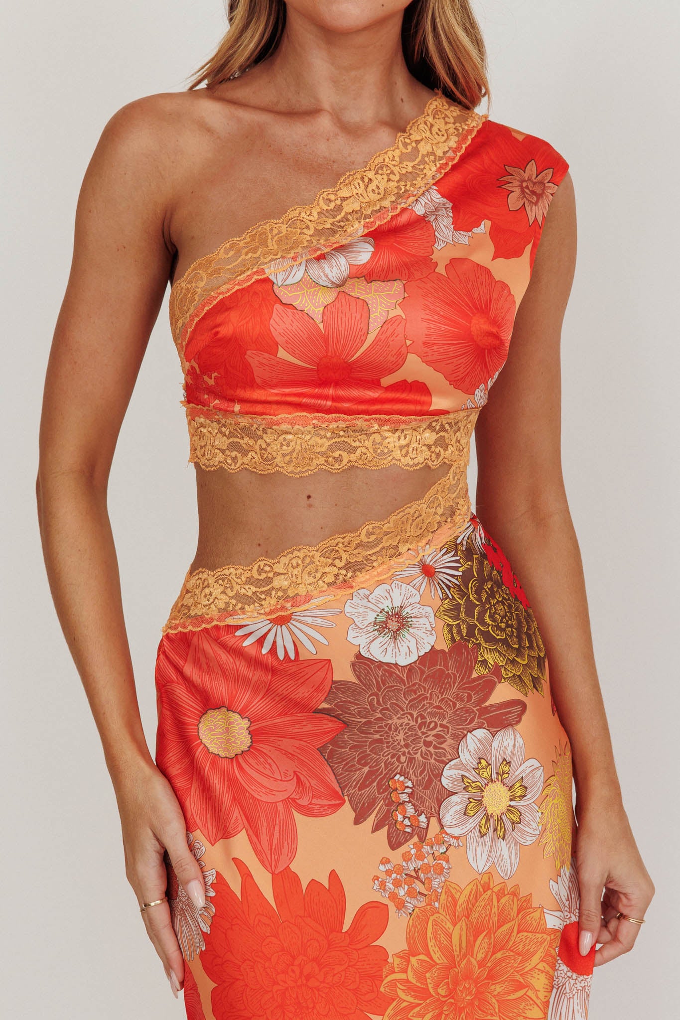 Mahli One-Shoulder Cut-Out Maxi Dress Floral by Selfie Leslie Australia