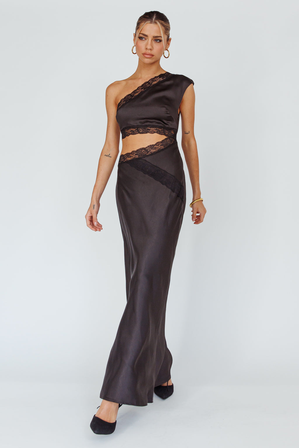 Mahli One-Shoulder Maxi Dress Black by Selfie Leslie Australia