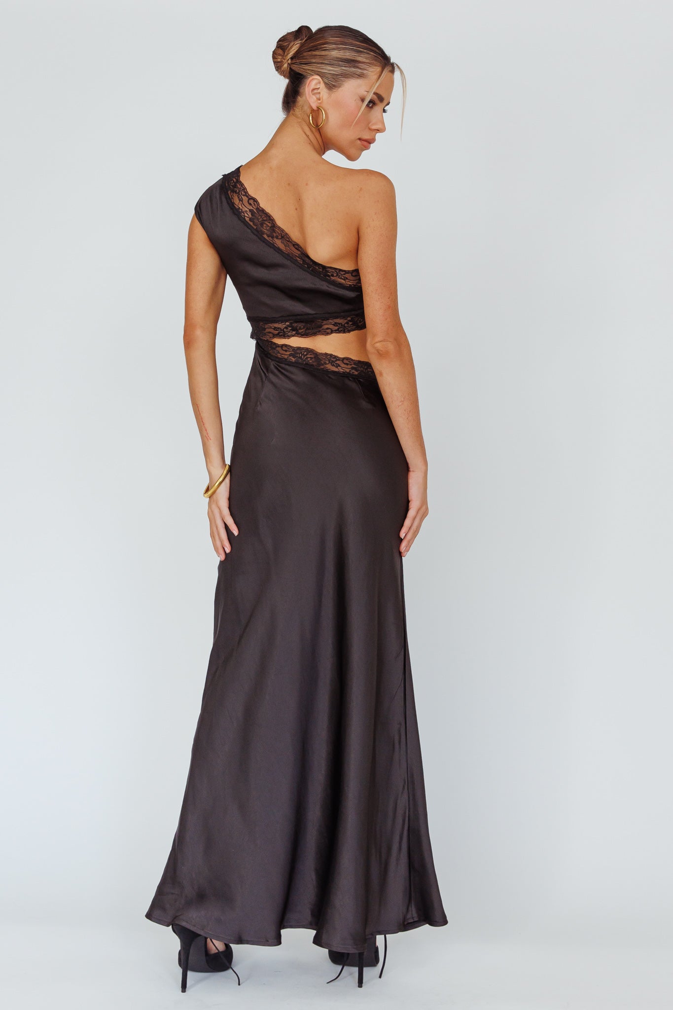 Mahli One-Shoulder Maxi Dress Black by Selfie Leslie Australia