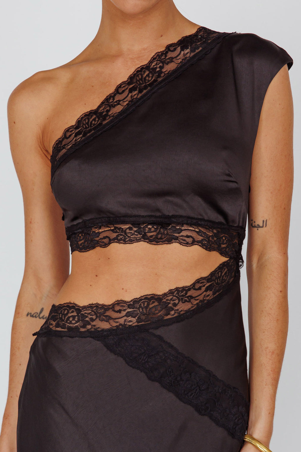Mahli One-Shoulder Maxi Dress Black by Selfie Leslie Australia