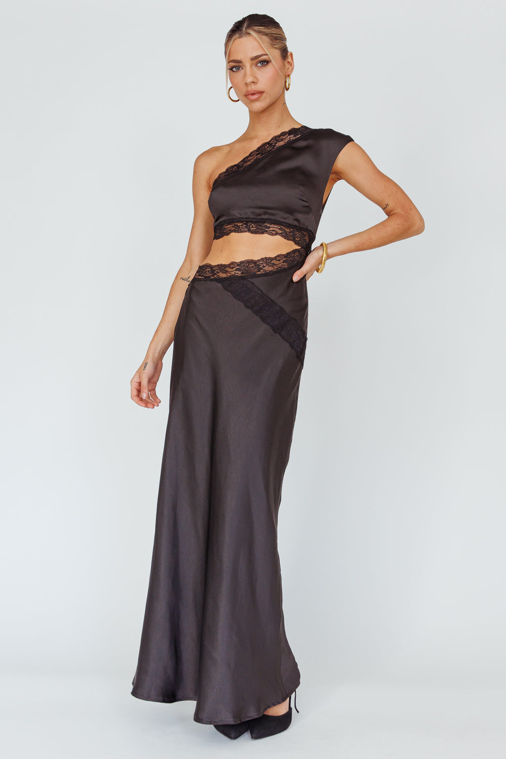Mahli One-Shoulder Maxi Dress Black by Selfie Leslie Australia