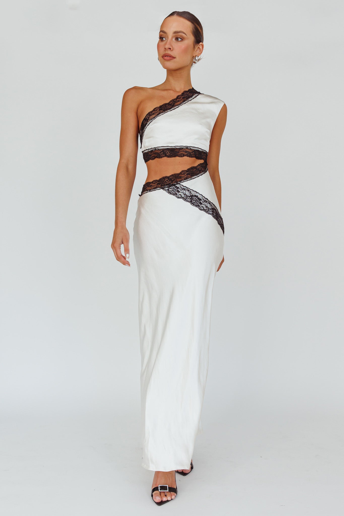 Mahli One-Shoulder Maxi Dress Champagne by Selfie Leslie Australia