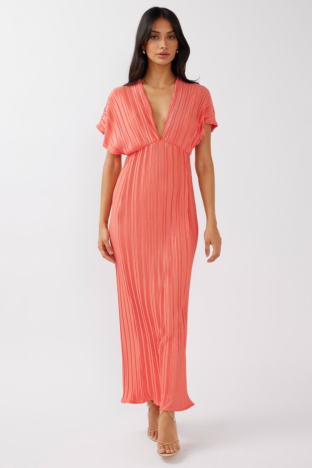 Astor Batwing Accordion Pleat Dress Watermelon by Selfie Leslie Australia
