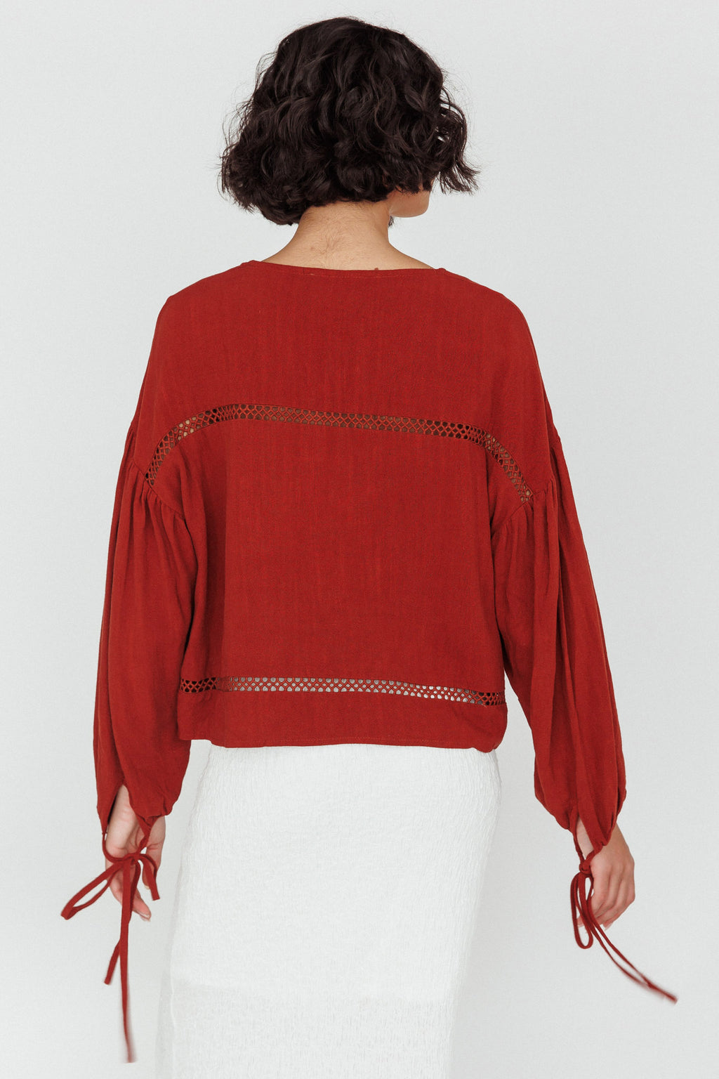 Waltz Long Sleeve Embroidery Trim Top Tobacco by Selfie Leslie Australia