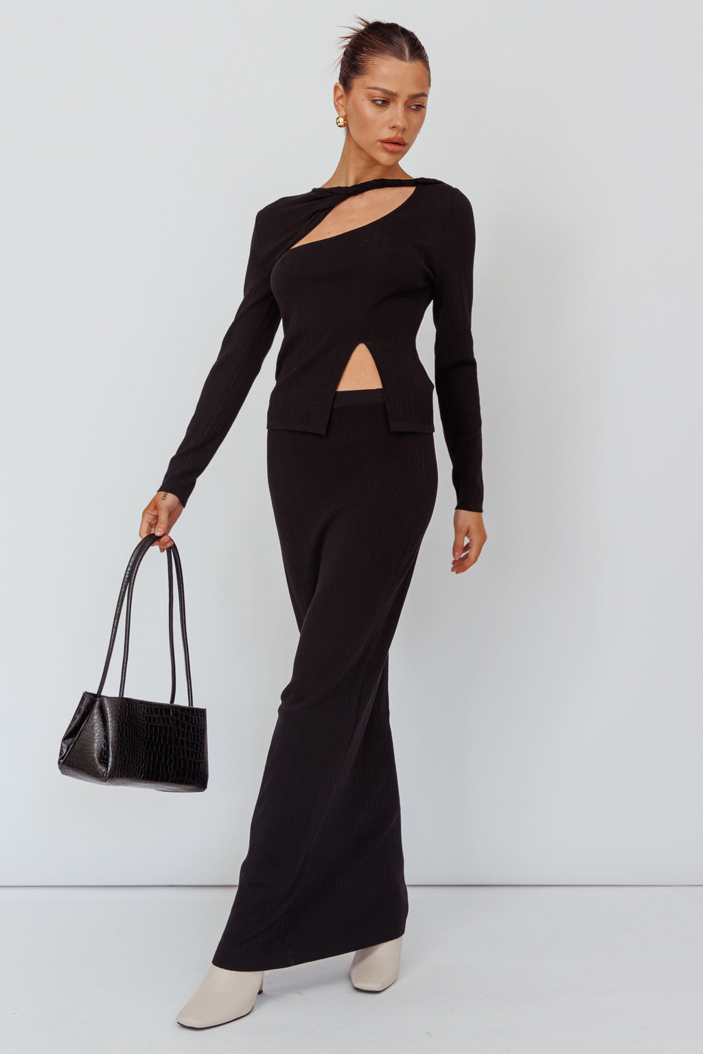 Rossana Knit Maxi Skirt Black by Selfie Leslie Australia