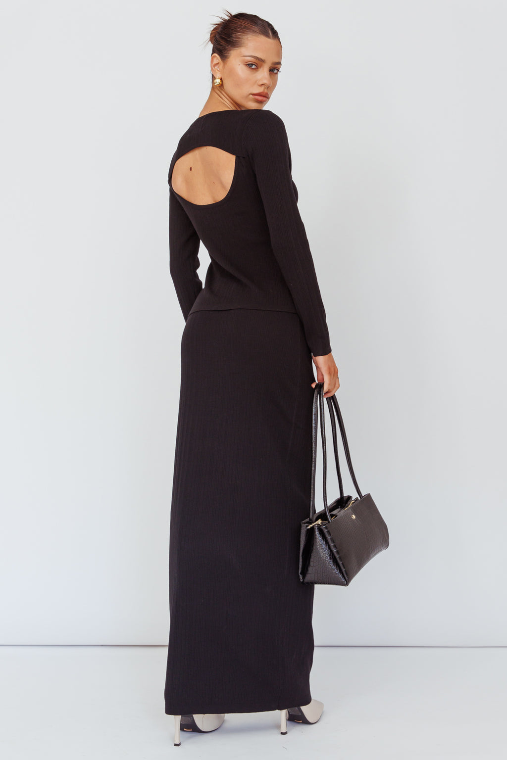 Rossana Knit Maxi Skirt Black by Selfie Leslie Australia