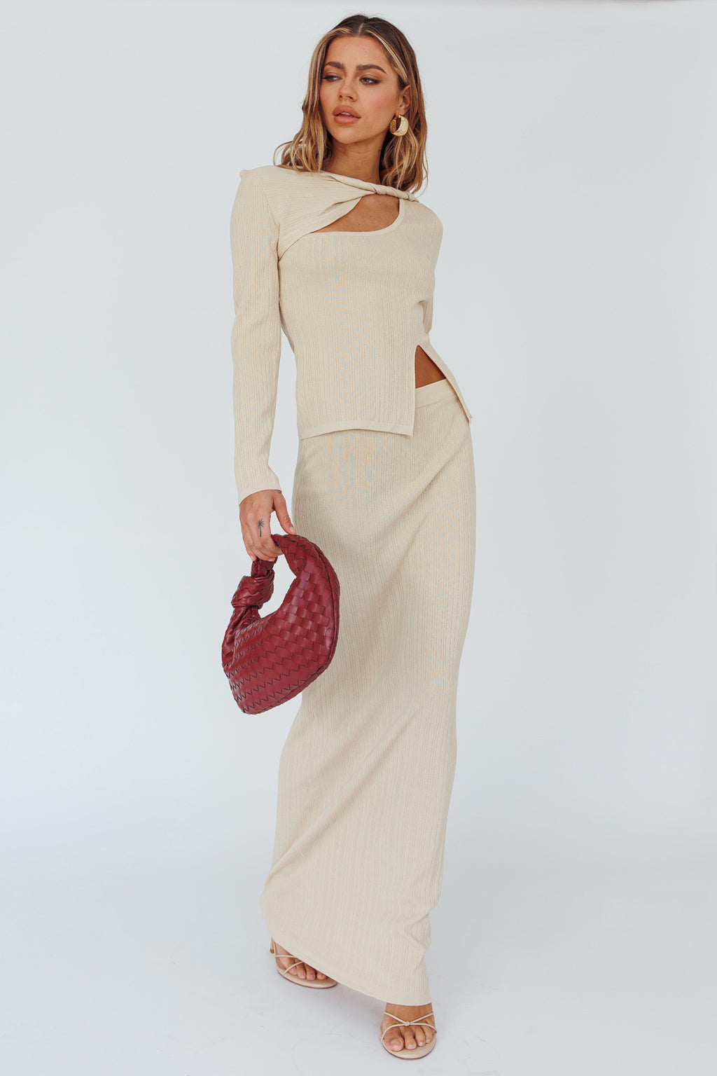 Rossana Knit Maxi Skirt Butter by Selfie Leslie Australia
