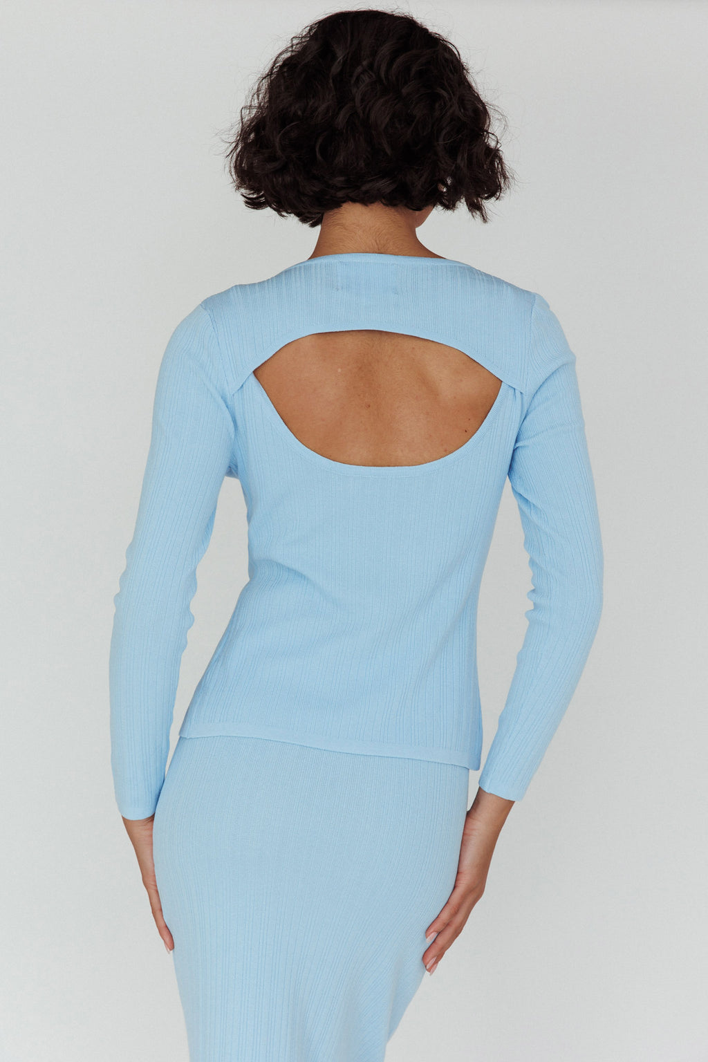 Rossana Twist Neck Keyhole Top Blue by Selfie Leslie Australia