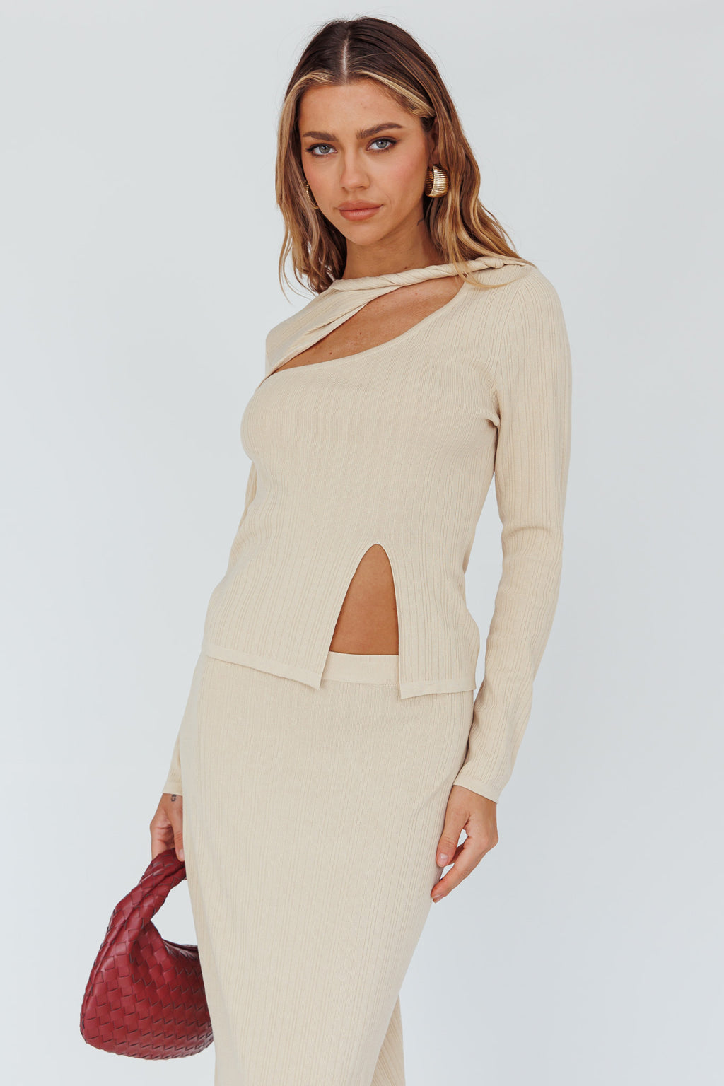 Rossana Twist Neck Keyhole Top Butter by Selfie Leslie Australia