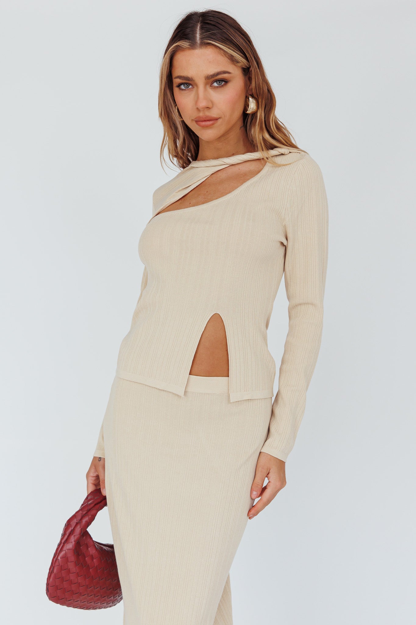 Rossana Twist Neck Keyhole Top Butter by Selfie Leslie Australia