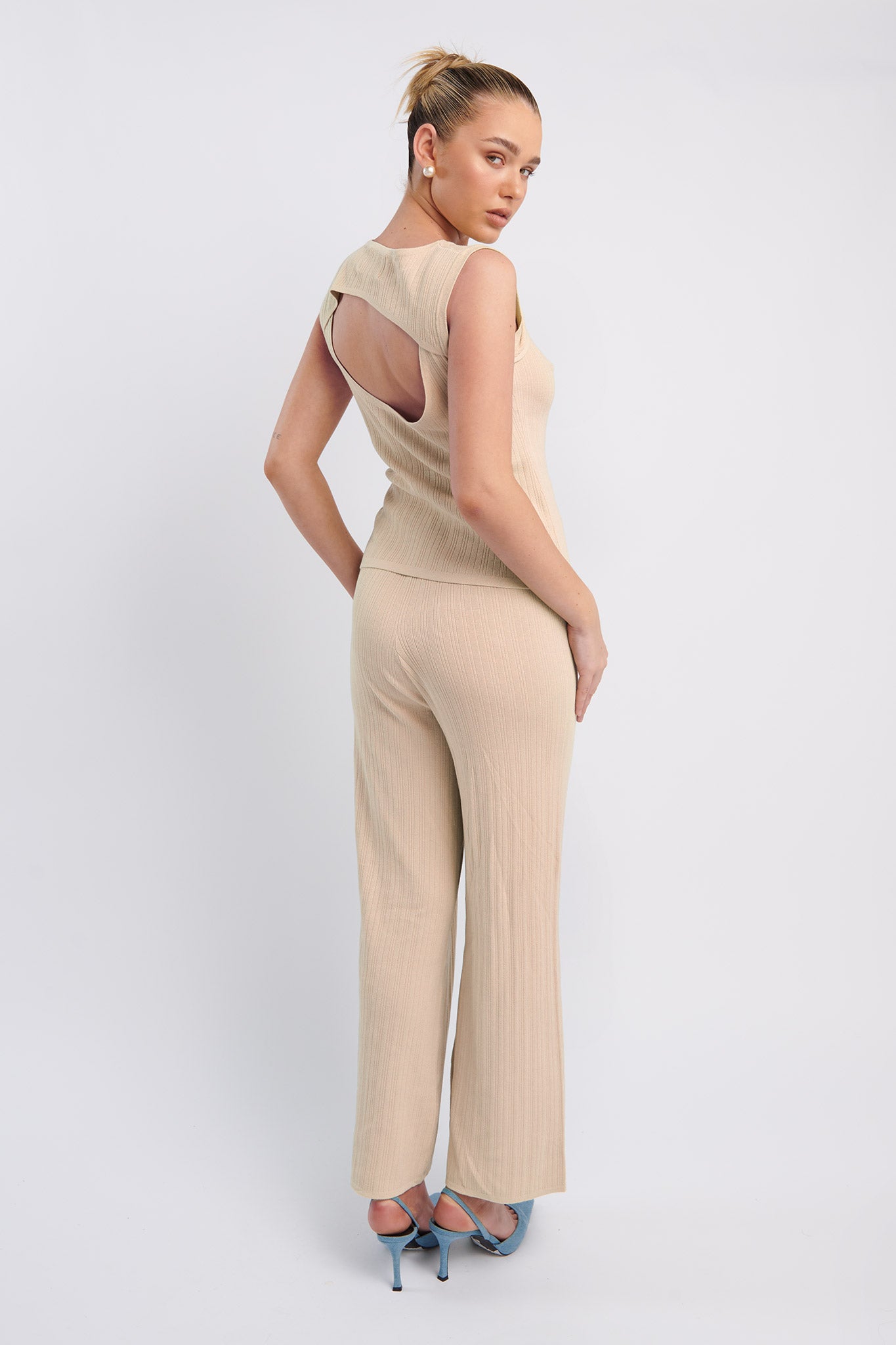 Rossana Long Knit Pants Oat by Selfie Leslie Australia
