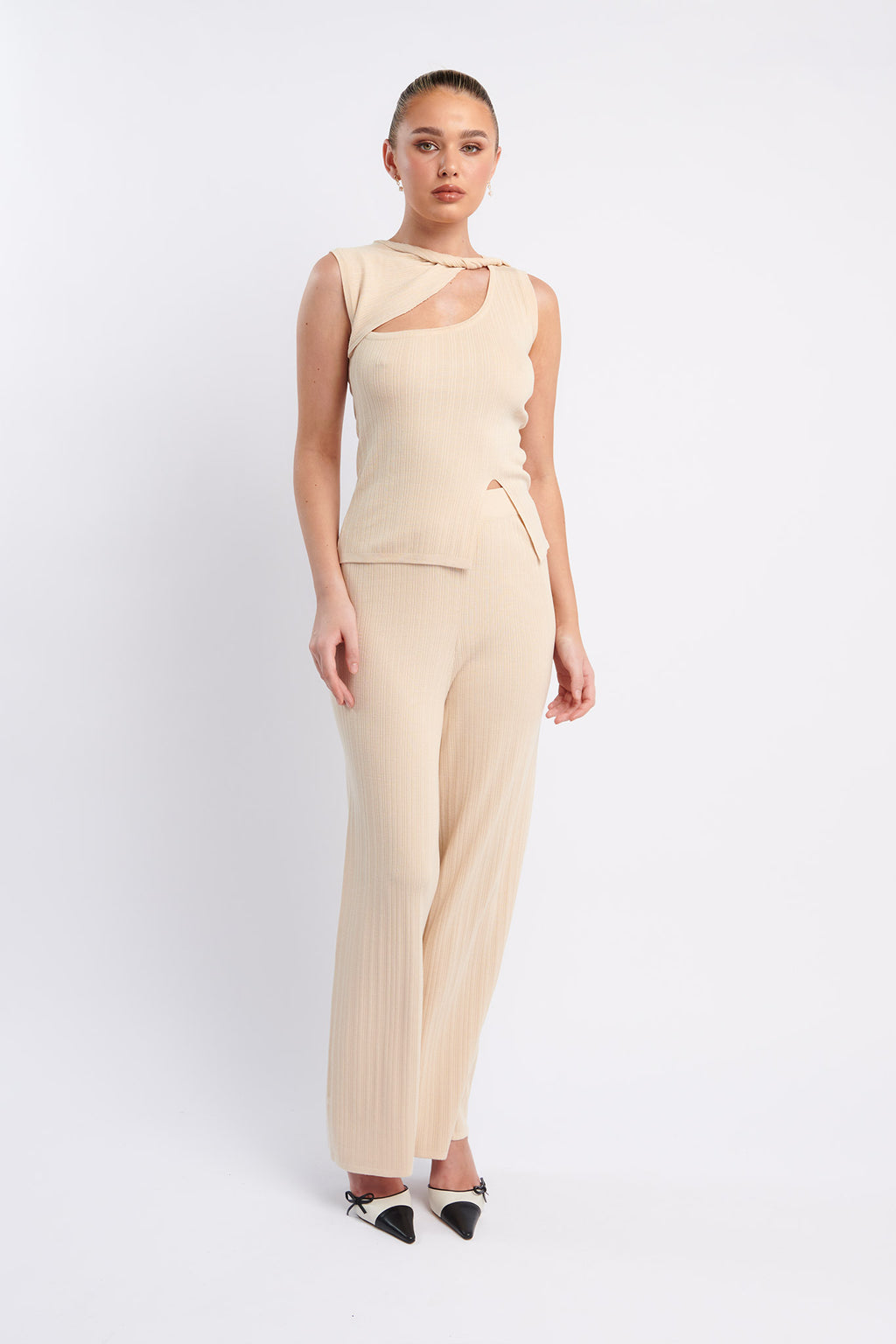 Rossana Long Knit Pants Oat by Selfie Leslie Australia