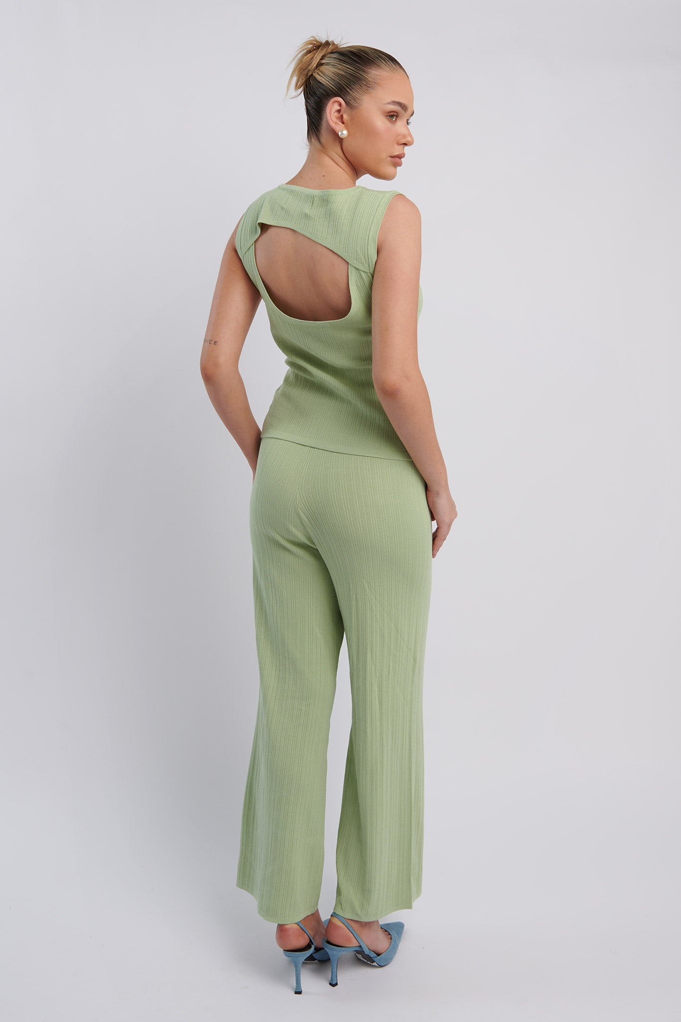 Rossana Long Knit Pants Sage by Selfie Leslie Australia