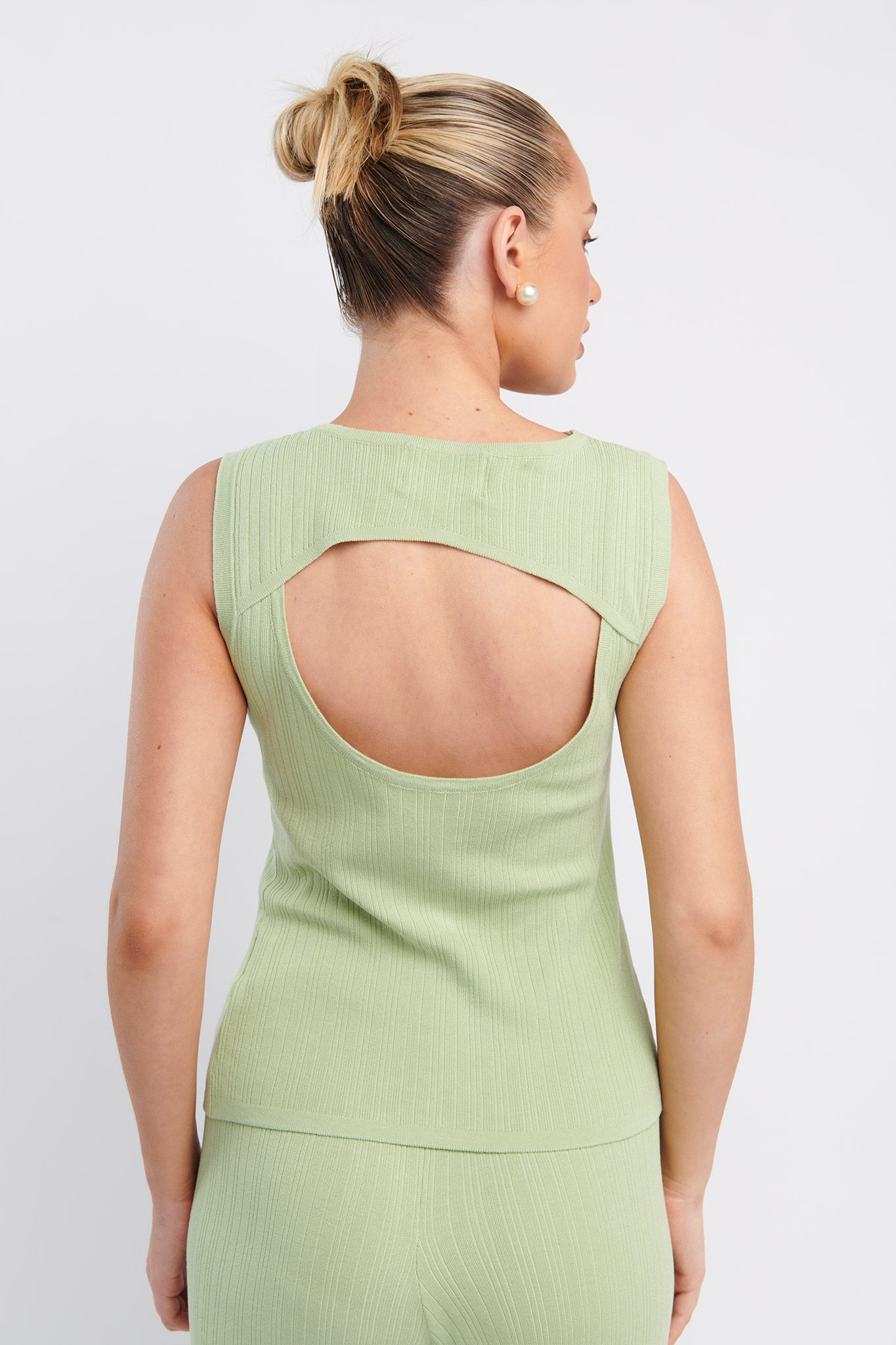 Rossana Twist Neck Sleeveless Keyhole Top Sage by Selfie Leslie Australia